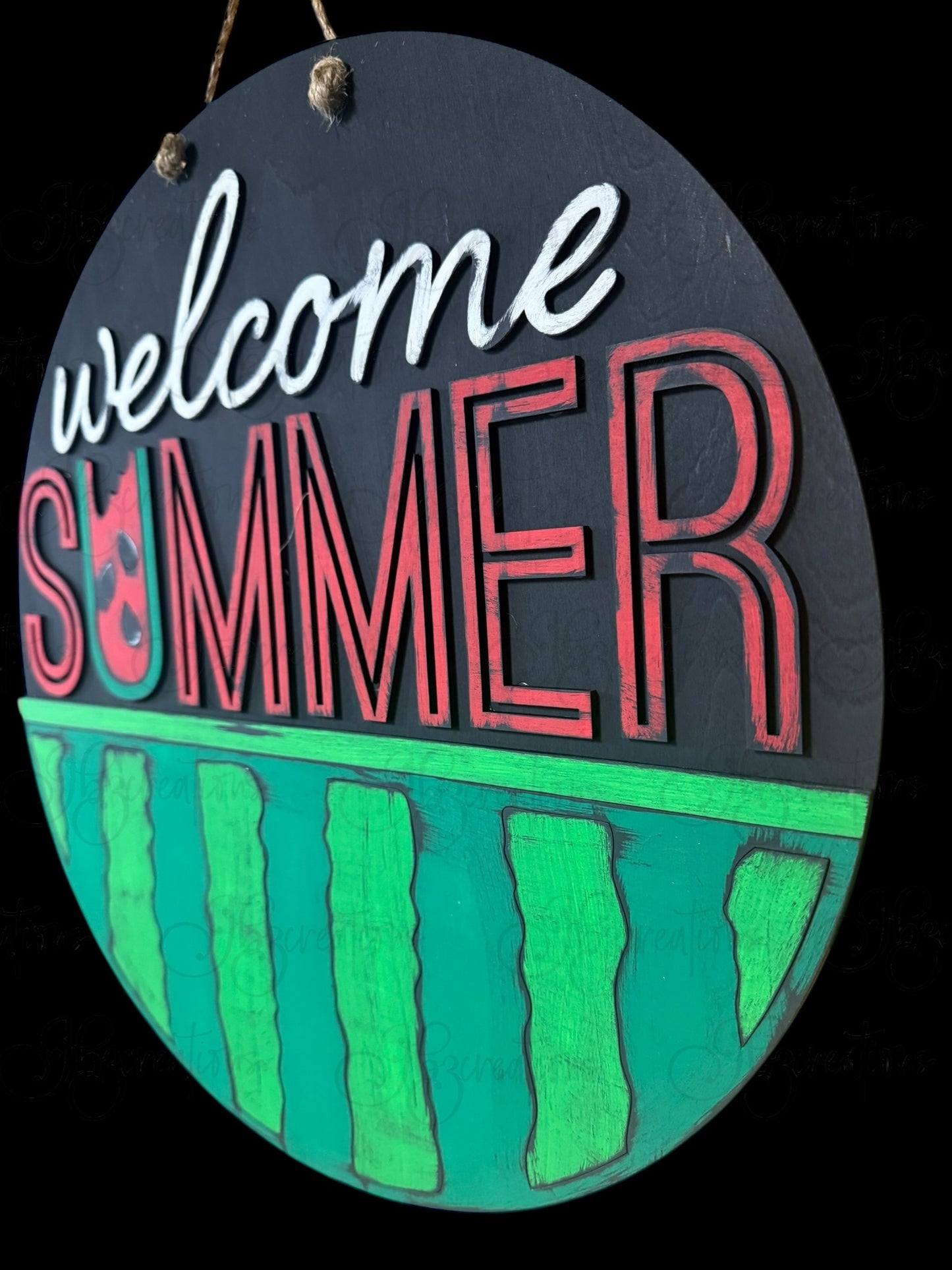 DIY Welcome Summer Watermelon Wooden Round Sign