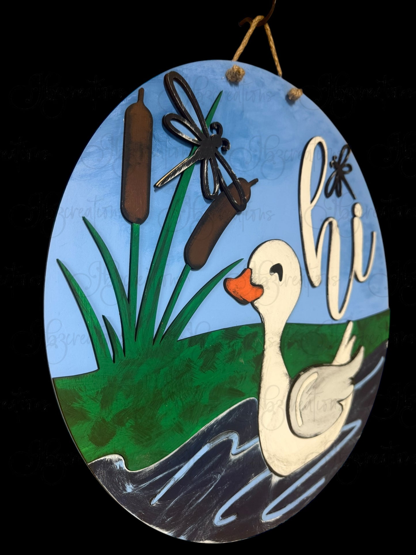 Goose Hi Welcome Door Hanger Door Welcome Round Sign
