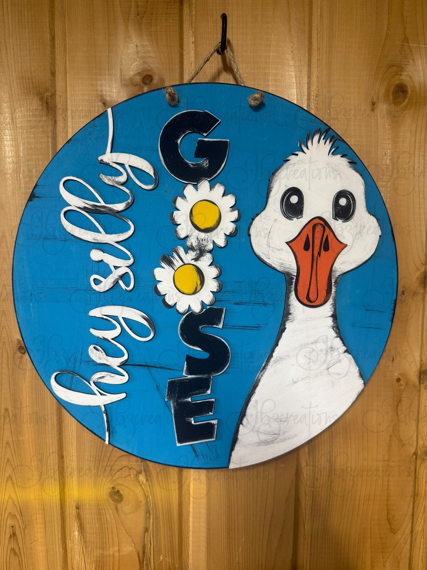 Goose Hey Silly Goose Welcome Door Hanger Door Welcome Round Sign