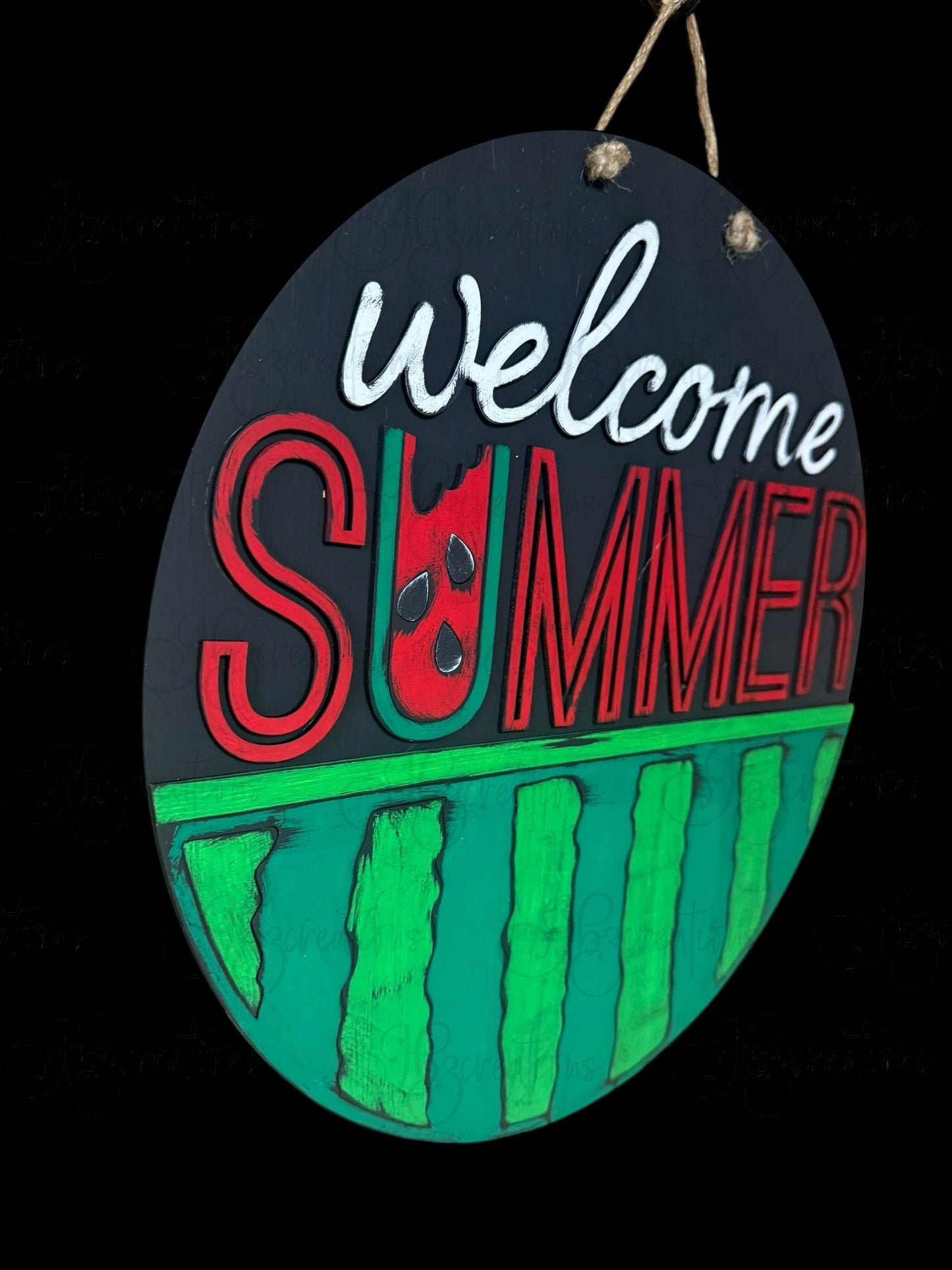 DIY Welcome Summer Watermelon Wooden Round Sign