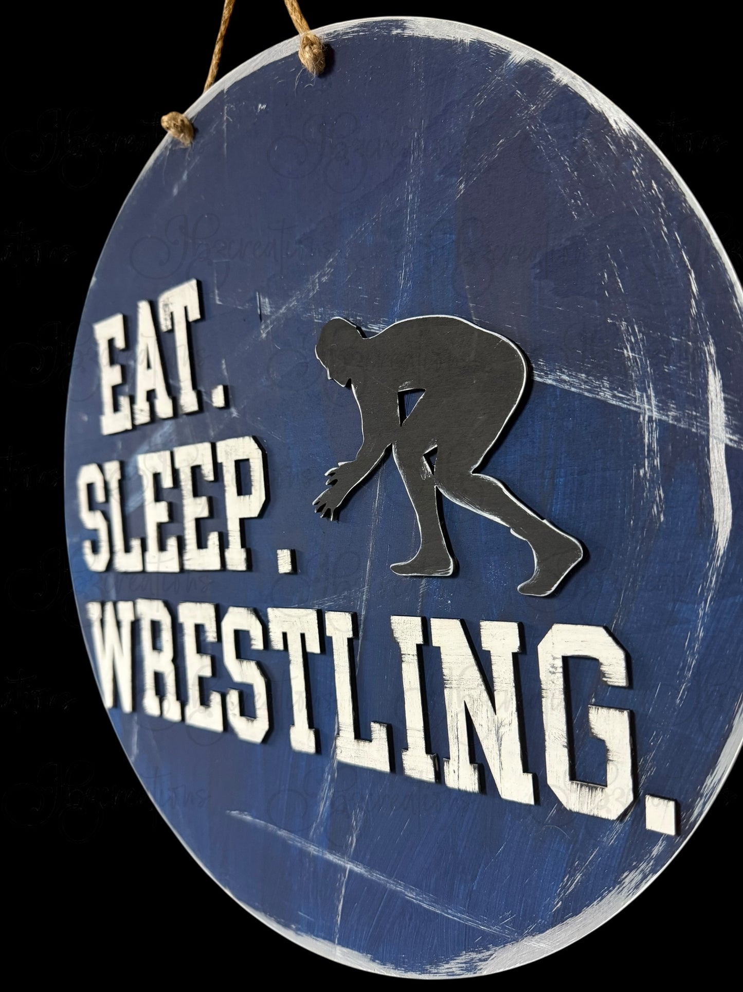 Wrestling Eat. Sleep. Wrestle. Round Sign Wrestling Door Sign