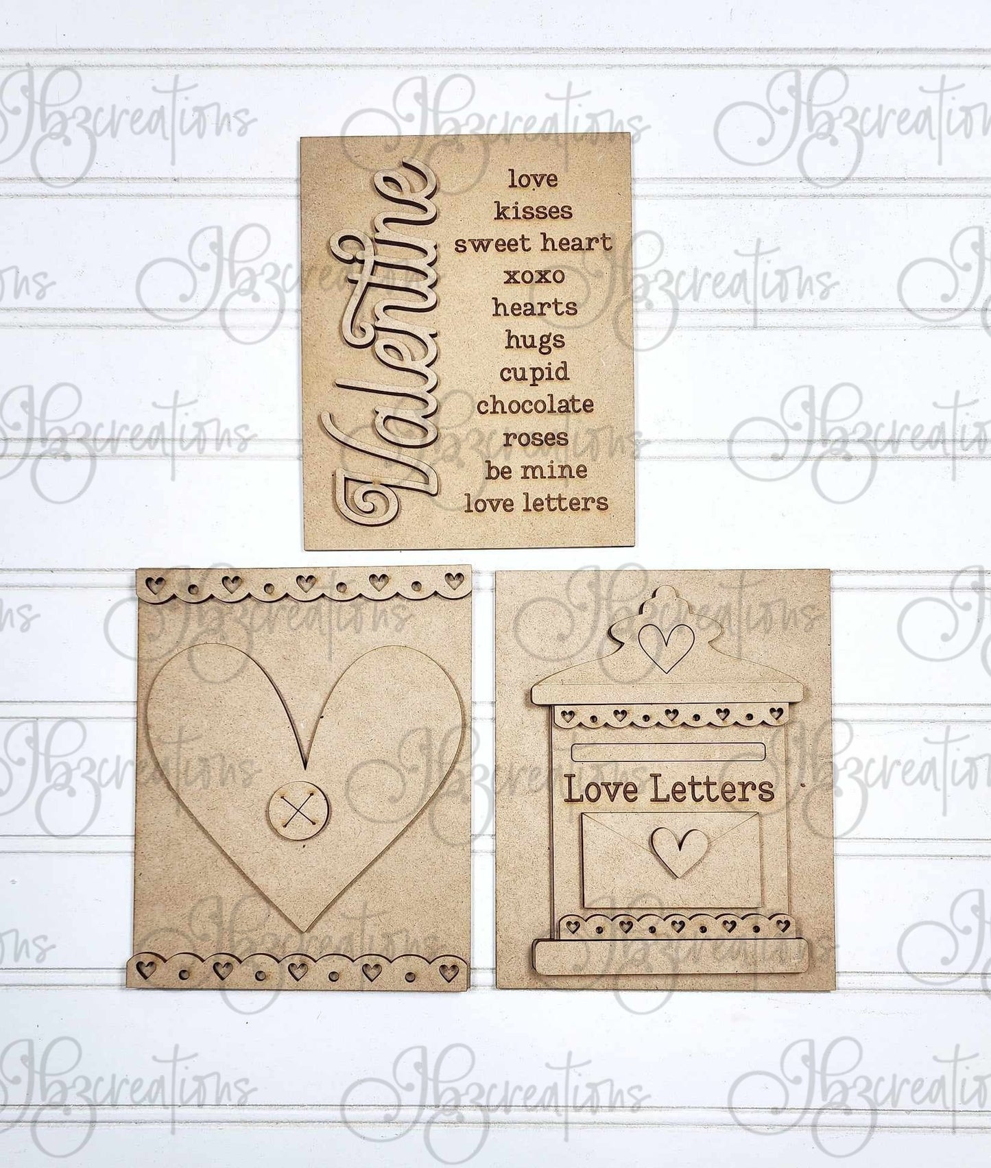 Valentine Sign Trio Do It Yourself Create it Yourself DIY Paint Project Kit