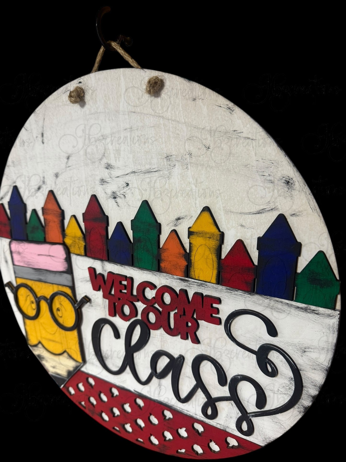 Welcome to Our Class School Pencil Round Door Hanger Welcome Sign