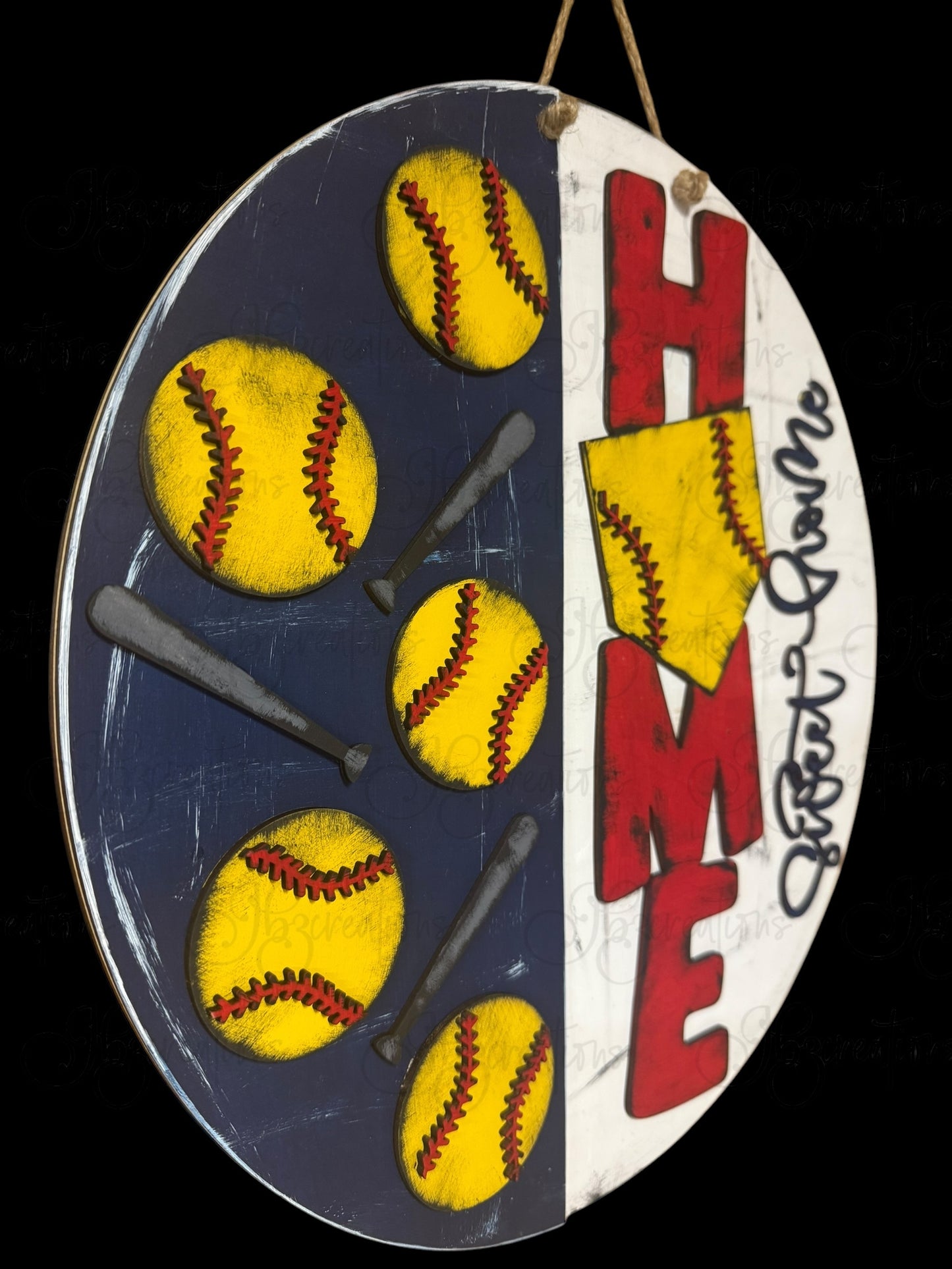 Homebase Home Sweet Home Baseball Welcome Door Hanger Home Sweet Home Softball Door Hanger Round Sign Baseball Round Door Sign Softball Round Sign