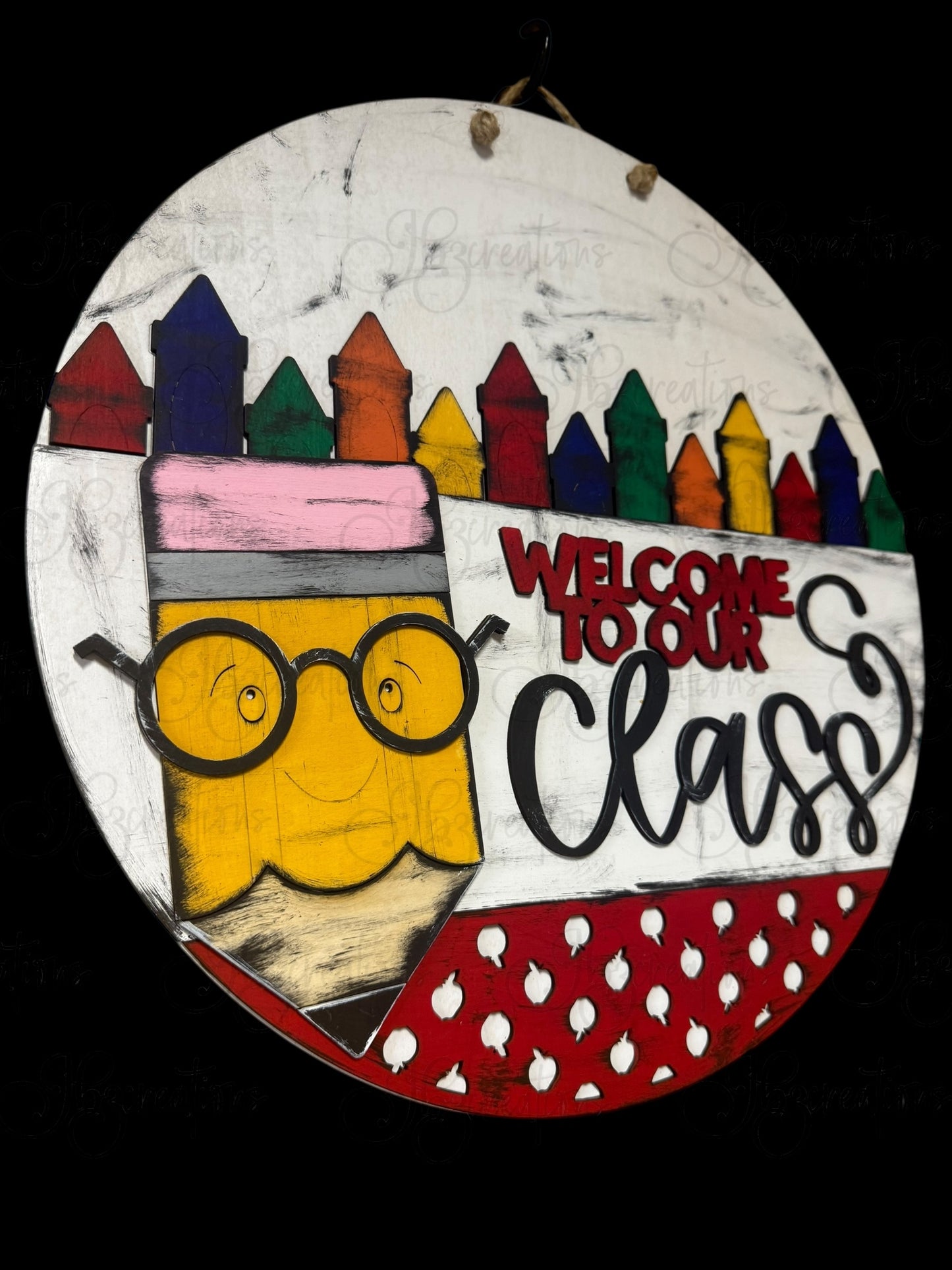 Welcome to Our Class School Pencil Round Door Hanger Welcome Sign