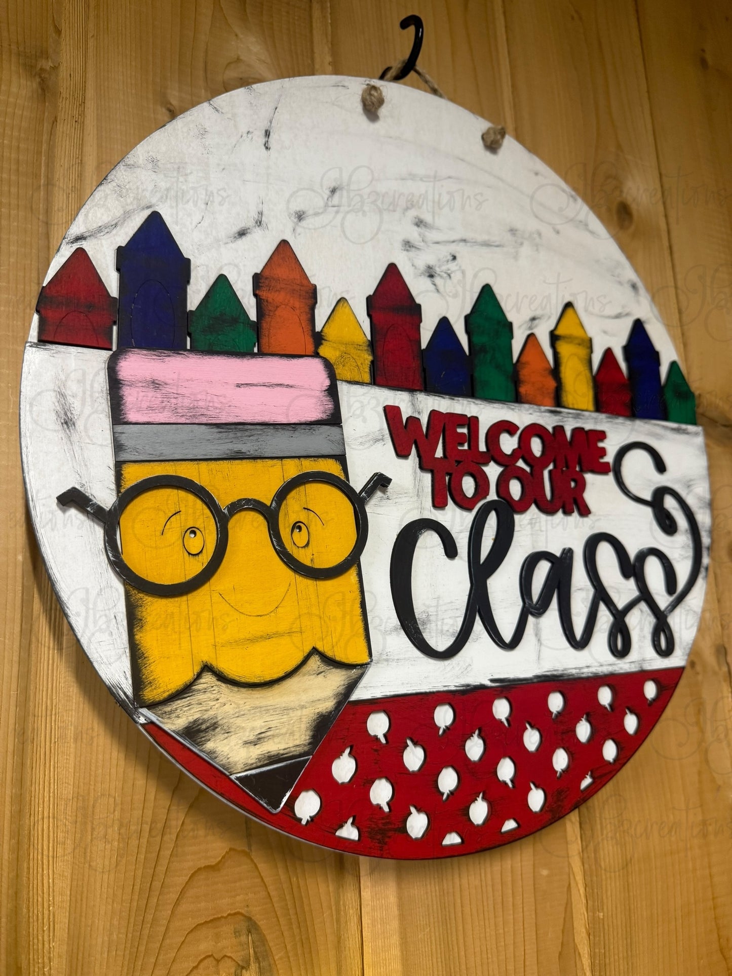 Welcome to Our Class School Pencil Round Door Hanger Welcome Sign