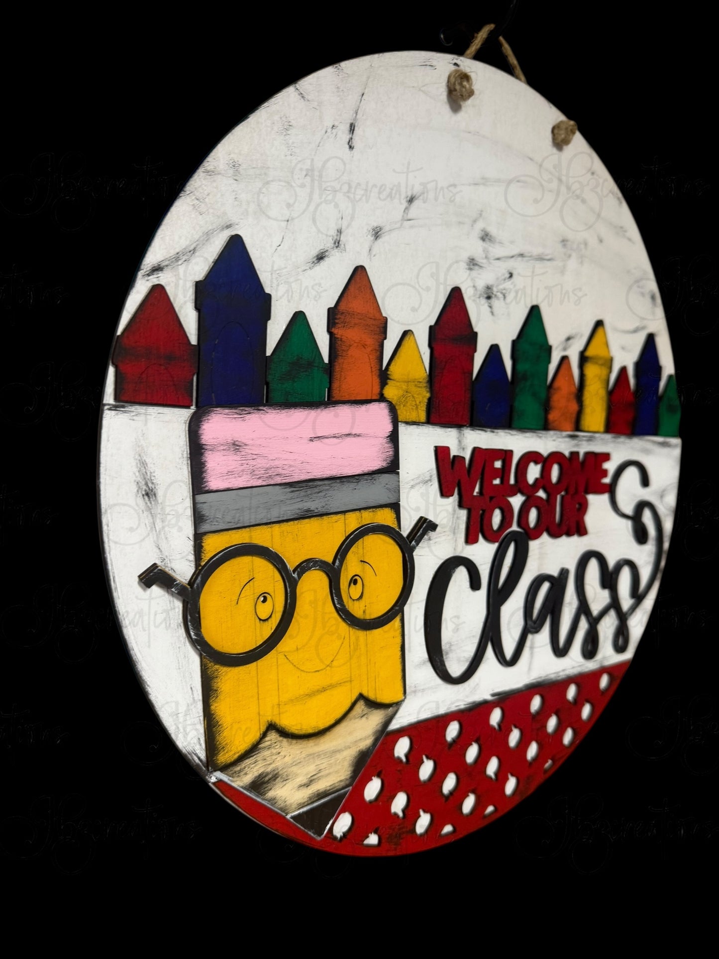 Welcome to Our Class School Pencil Round Door Hanger Welcome Sign