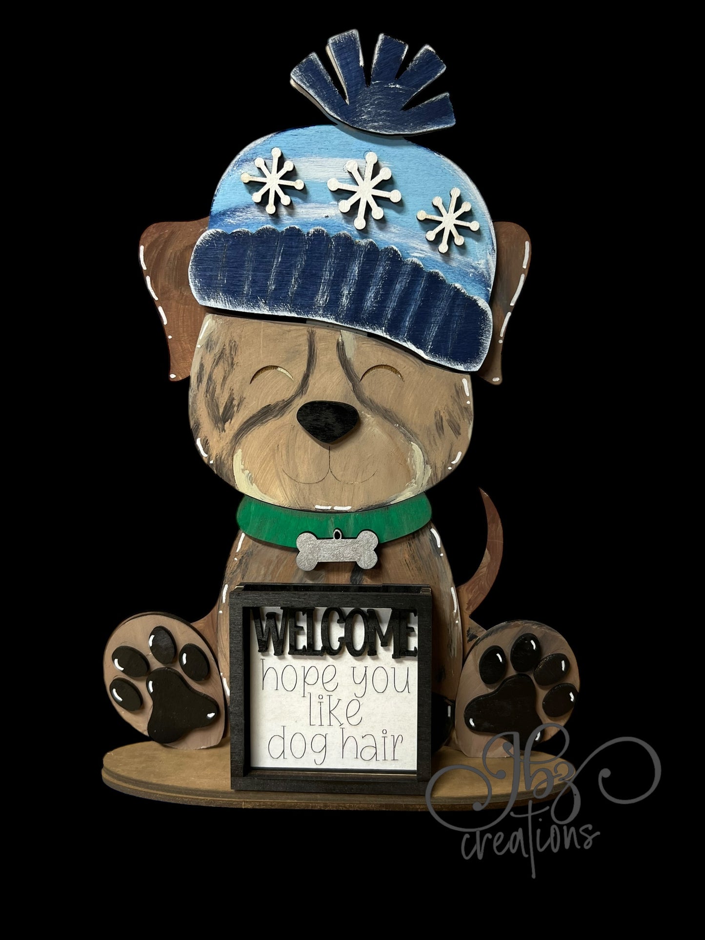 Farm Animal Dog with Interchangeable Seasonal Hats Shelf Sitter Dog Decorations Puppy Decorations