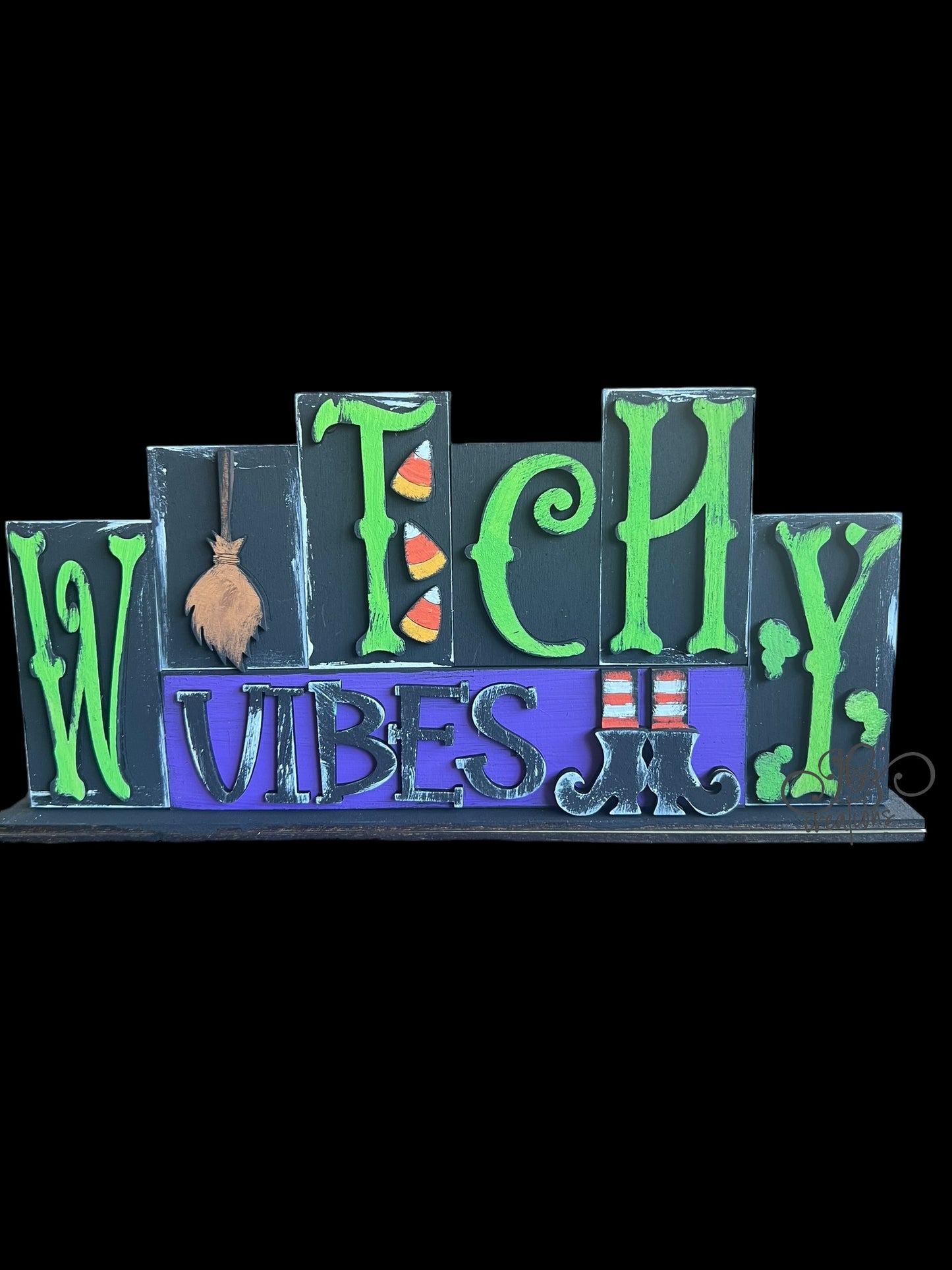 Witchy Vibes Happy Halloween Decor Halloween Shelf Sitter Halloween Pumpkin Sign for Mantle Pumpkin Decor