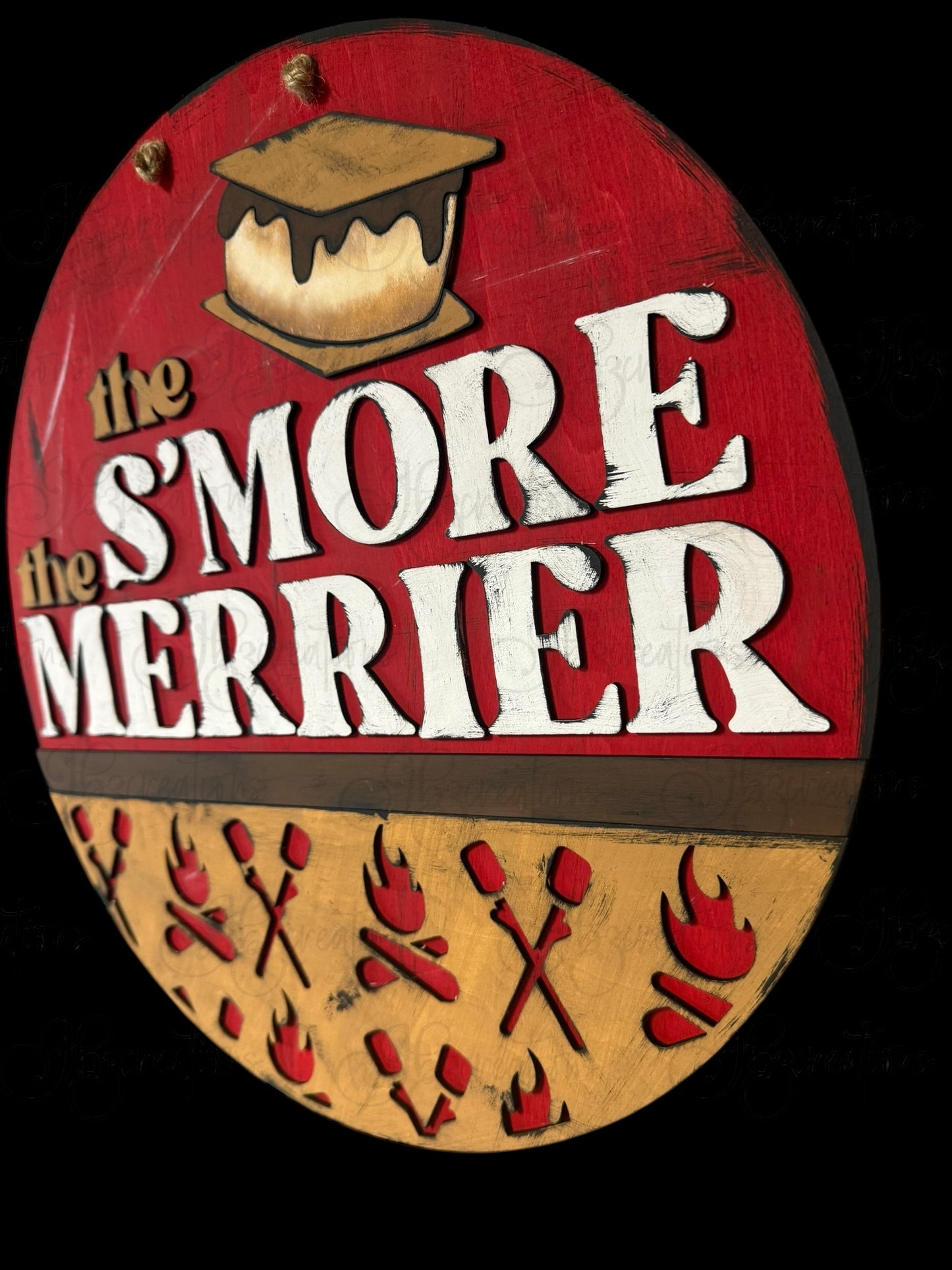 Camping The S’more the Merrier Wooden Round Sign