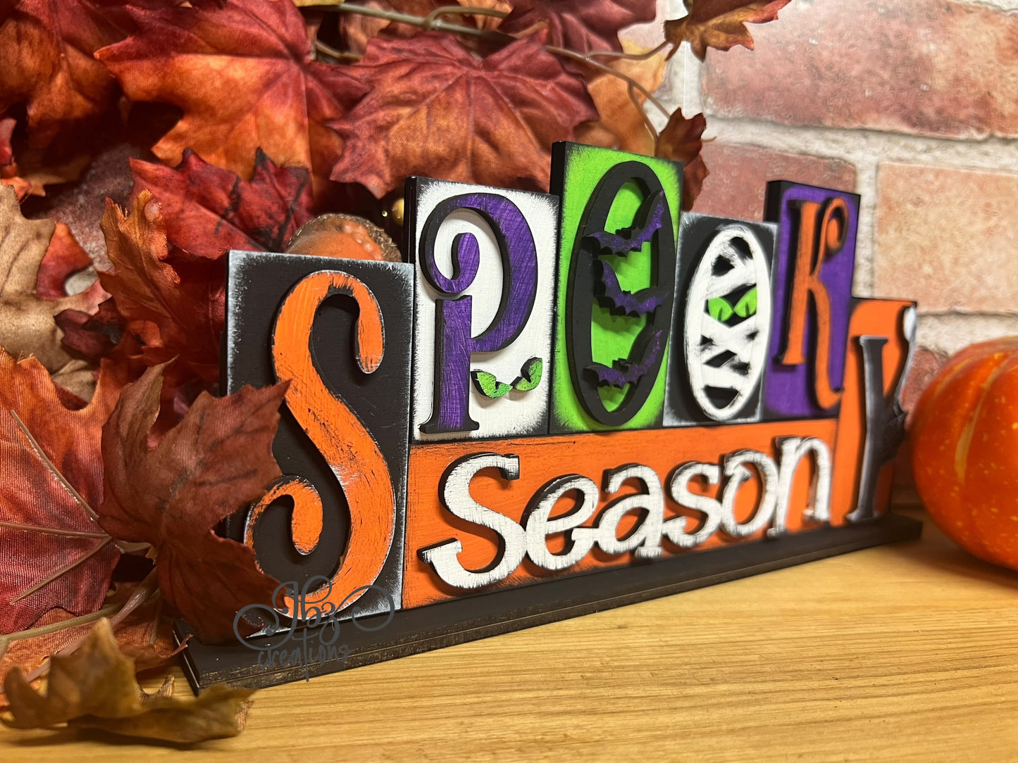 Spooky Season Halloween Decor Halloween Shelf Sitter Halloween Pumpkin Sign for Mantle Pumpkin Decor