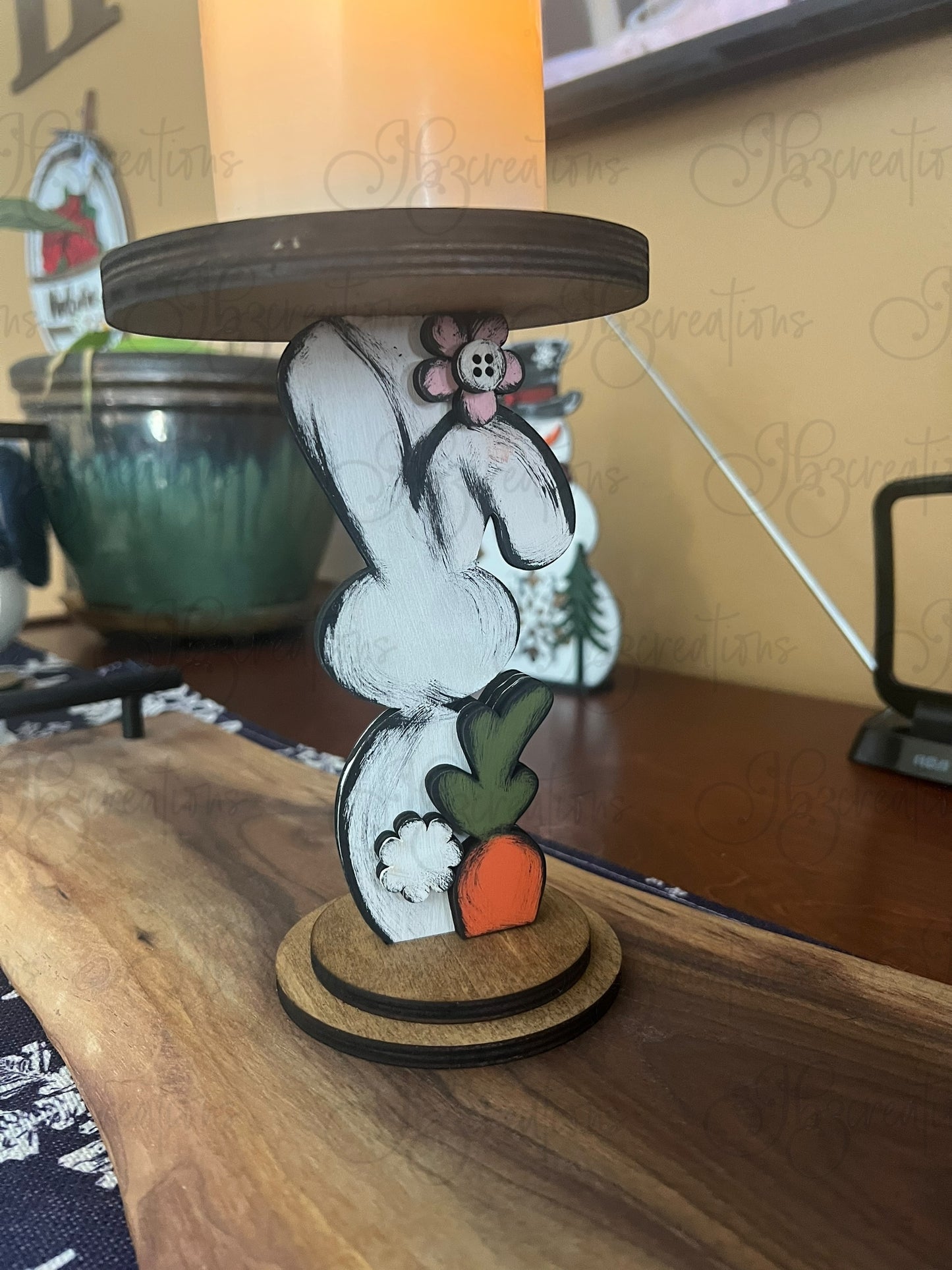 Easter Bunny Candle Holder Easter Theme Home Decor Rabbit Home Decor Candle Holder