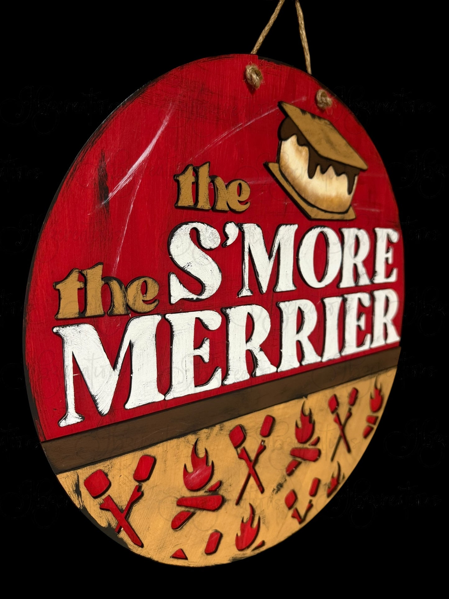 Camping The S’more the Merrier Wooden Round Sign