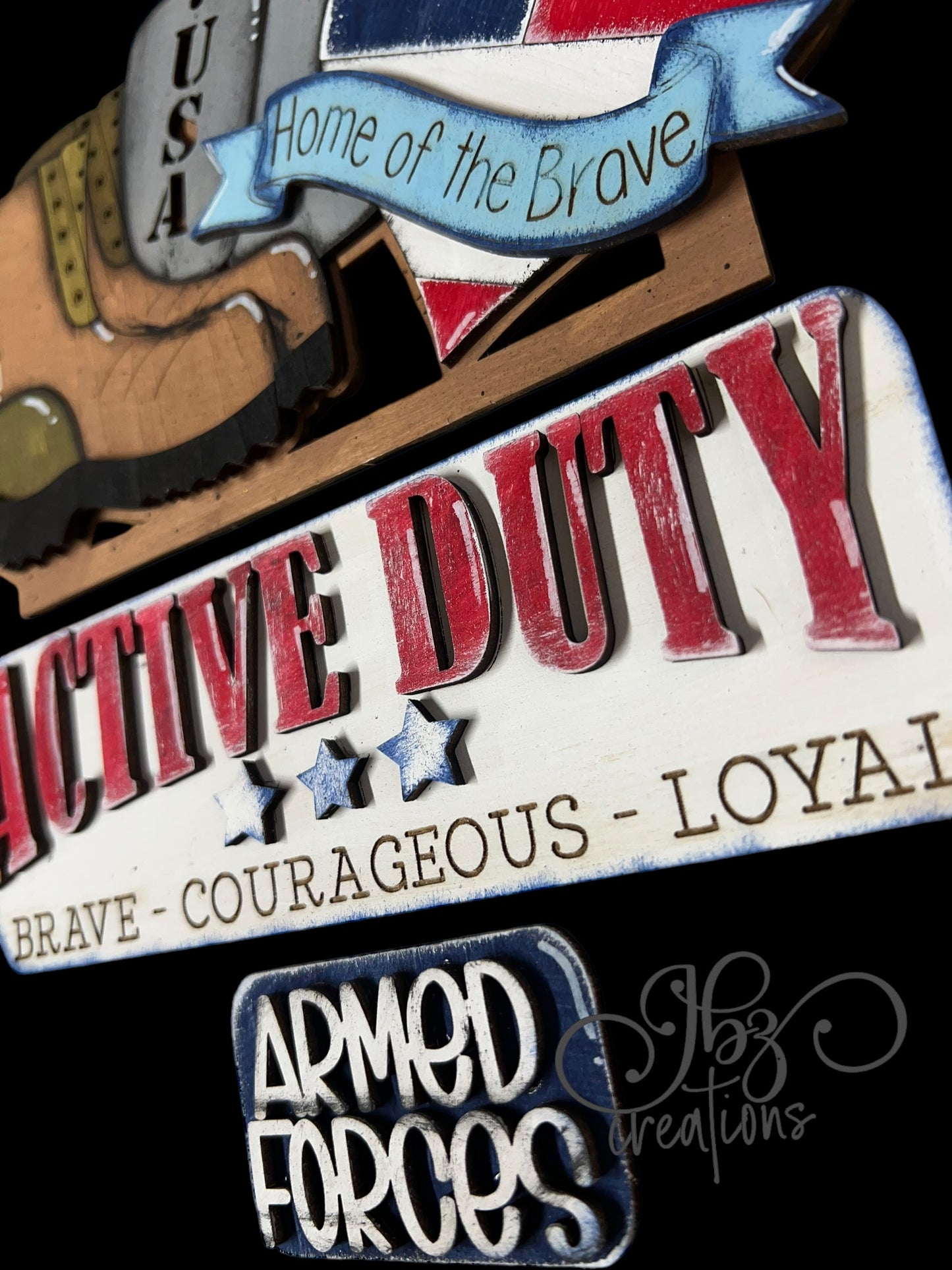 Active Duty – Brave – Courageous - Loyal Interchangeable Retro Truck ADD-ON ONLY Truck Inserts