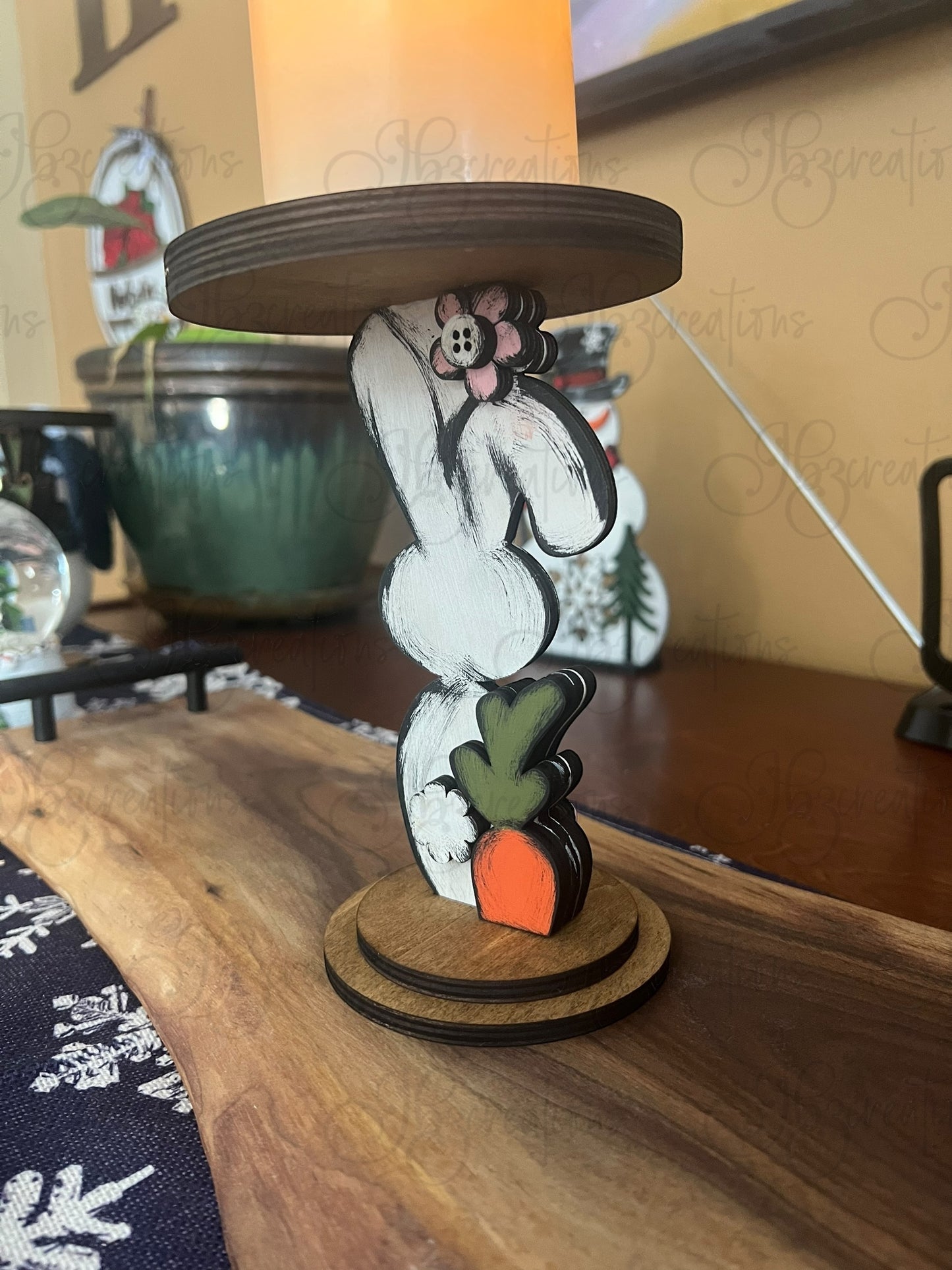 Easter Bunny Candle Holder Easter Theme Home Decor Rabbit Home Decor Candle Holder