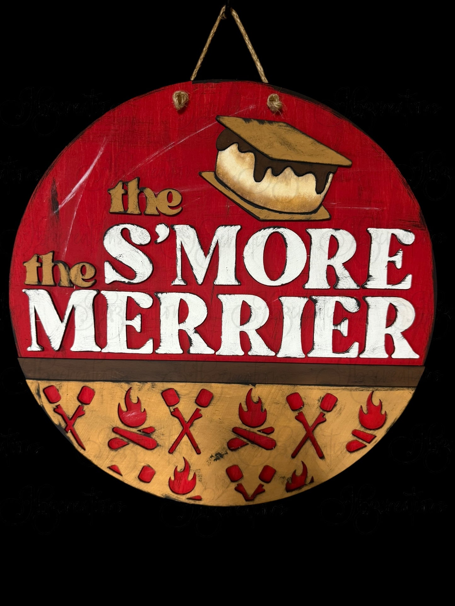 Camping The S’more the Merrier Wooden Round Sign