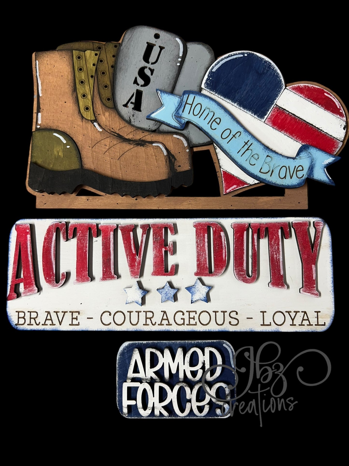 Active Duty – Brave – Courageous - Loyal Interchangeable Retro Truck ADD-ON ONLY Truck Inserts