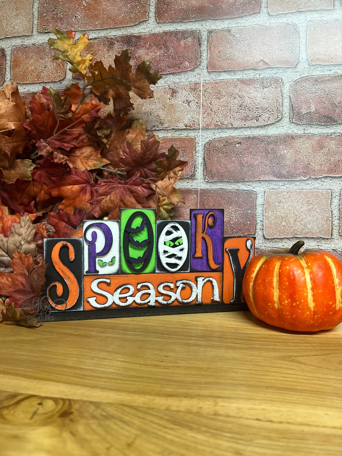 Spooky Season Halloween Decor Halloween Shelf Sitter Halloween Pumpkin Sign for Mantle Pumpkin Decor