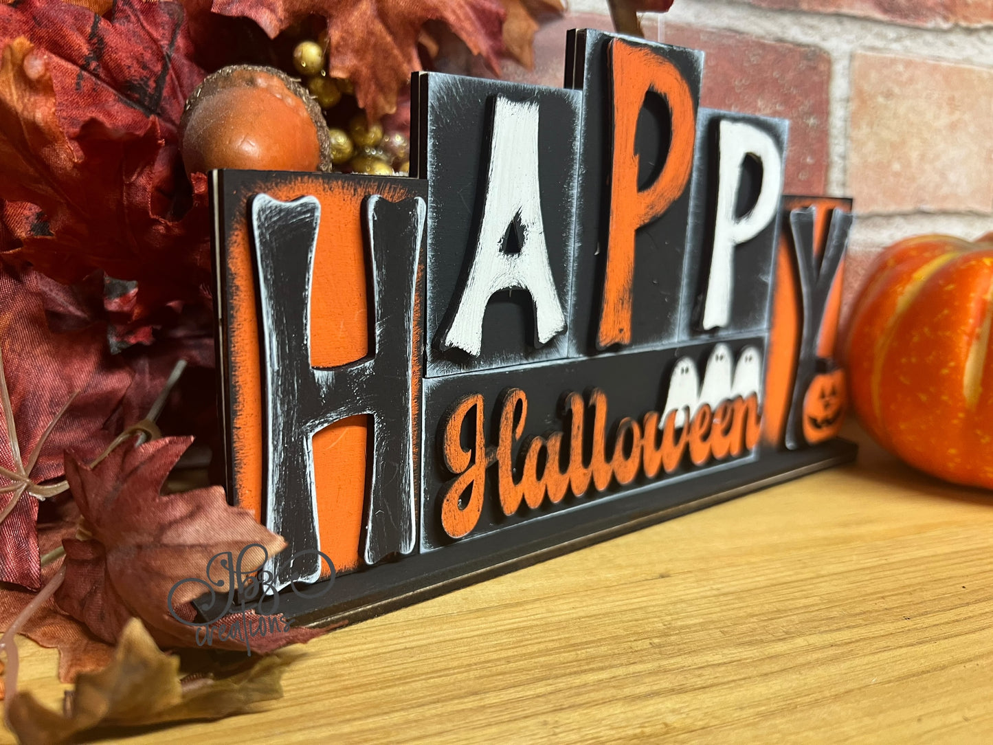 Happy Halloween Decor Halloween Shelf Sitter Halloween Pumpkin Sign for Mantle Pumpkin Decor