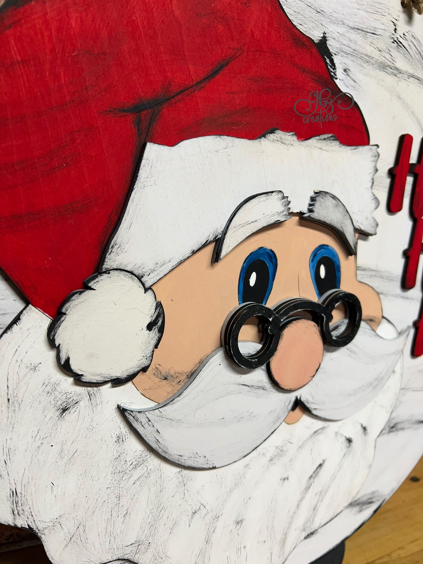 Santa Christmas Round Door Hanger Welcome Sign Santa HO HO HO welcome sign. Christmas door hanger