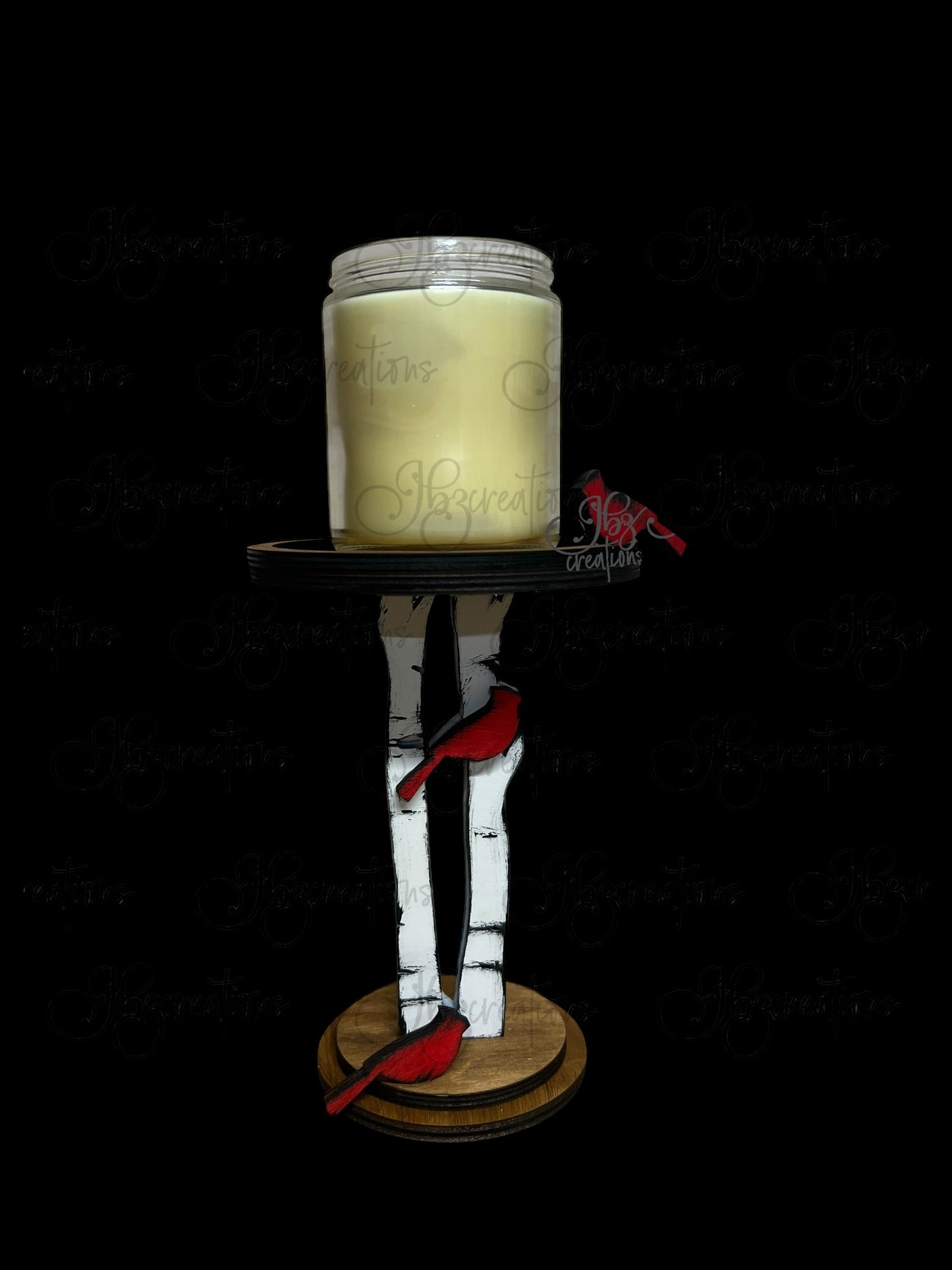 Cardinal and Birch Tree Candle Holder Cardinal Theme Home Decor Birch Tree Home Decor Candle Holder