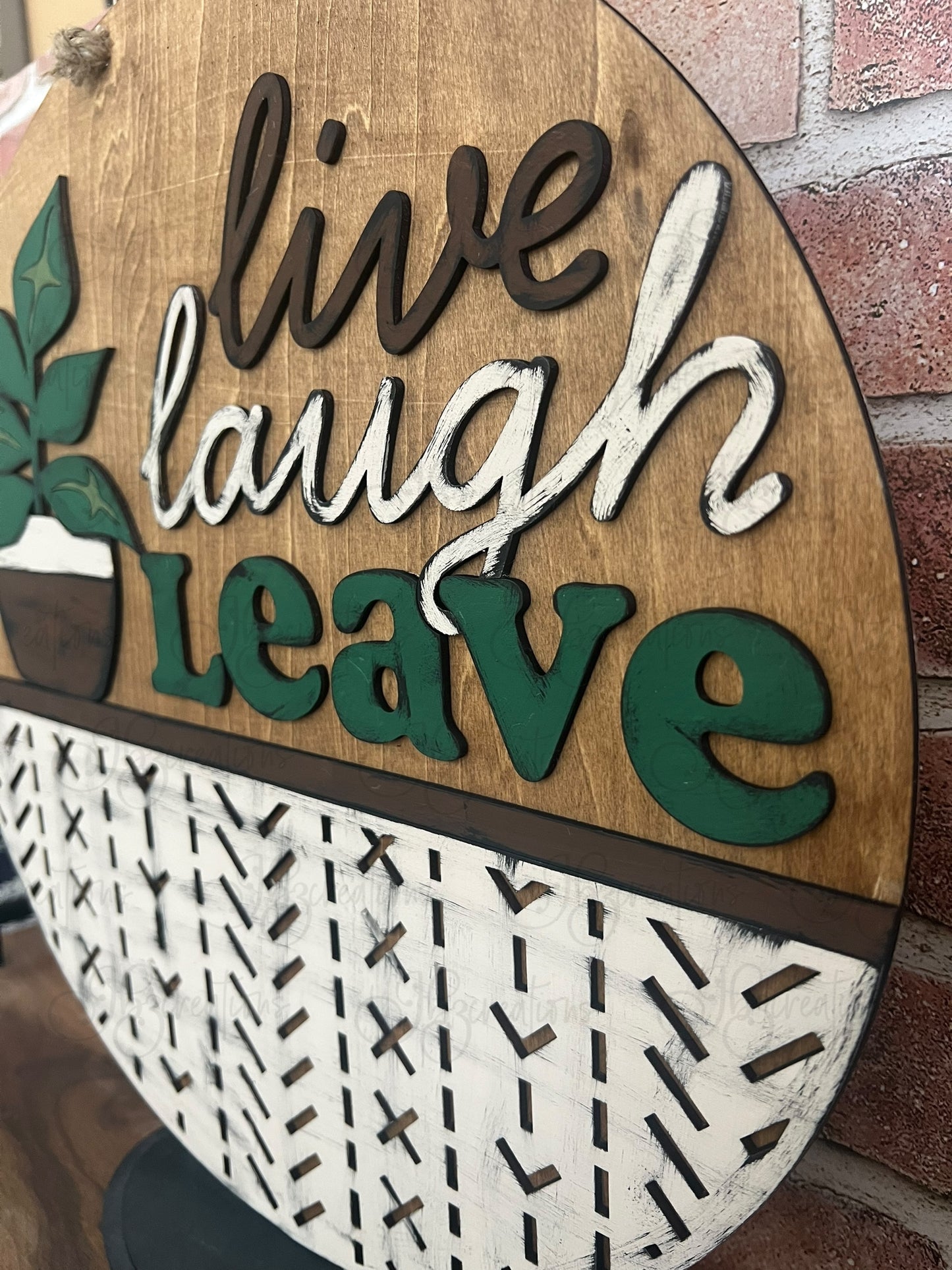 Potted Plant Round Sign Live Laugh Leave Round Door Sign Hello There Round Sign Plant Welcome Sign Live Laugh Leave Welcome sign