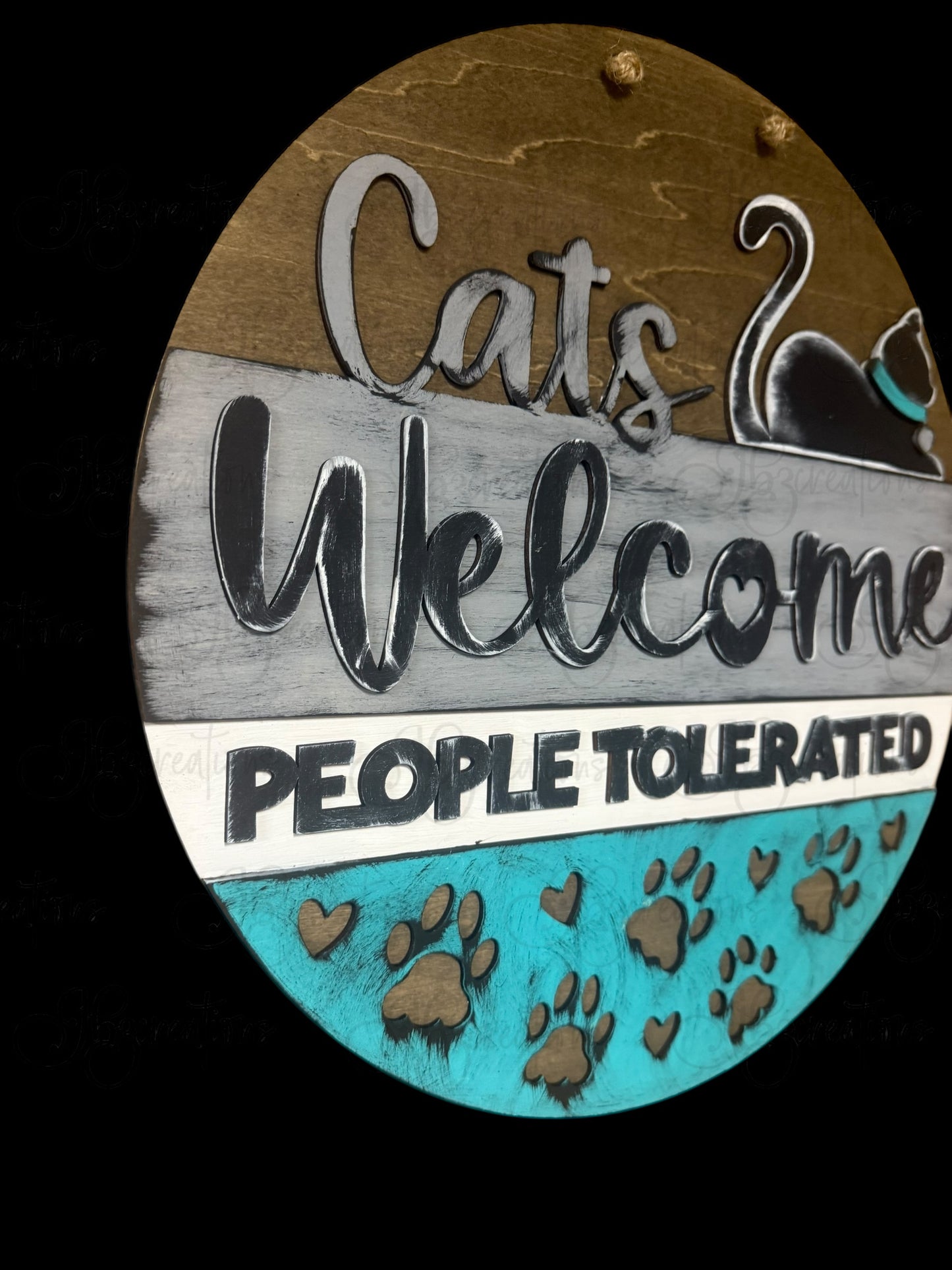 Cats Welcome People Tolerated Round Welcome Door Sign