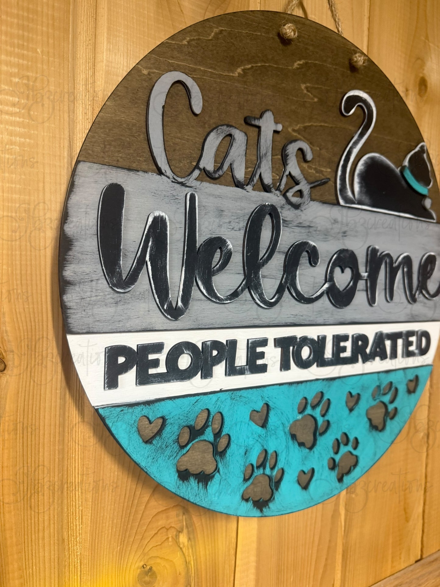 Cats Welcome People Tolerated Round Welcome Door Sign