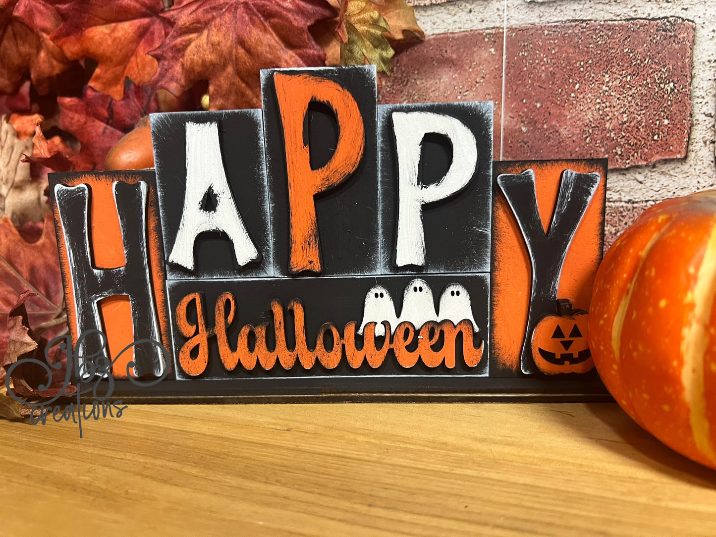 Happy Halloween Decor Halloween Shelf Sitter Halloween Pumpkin Sign for Mantle Pumpkin Decor