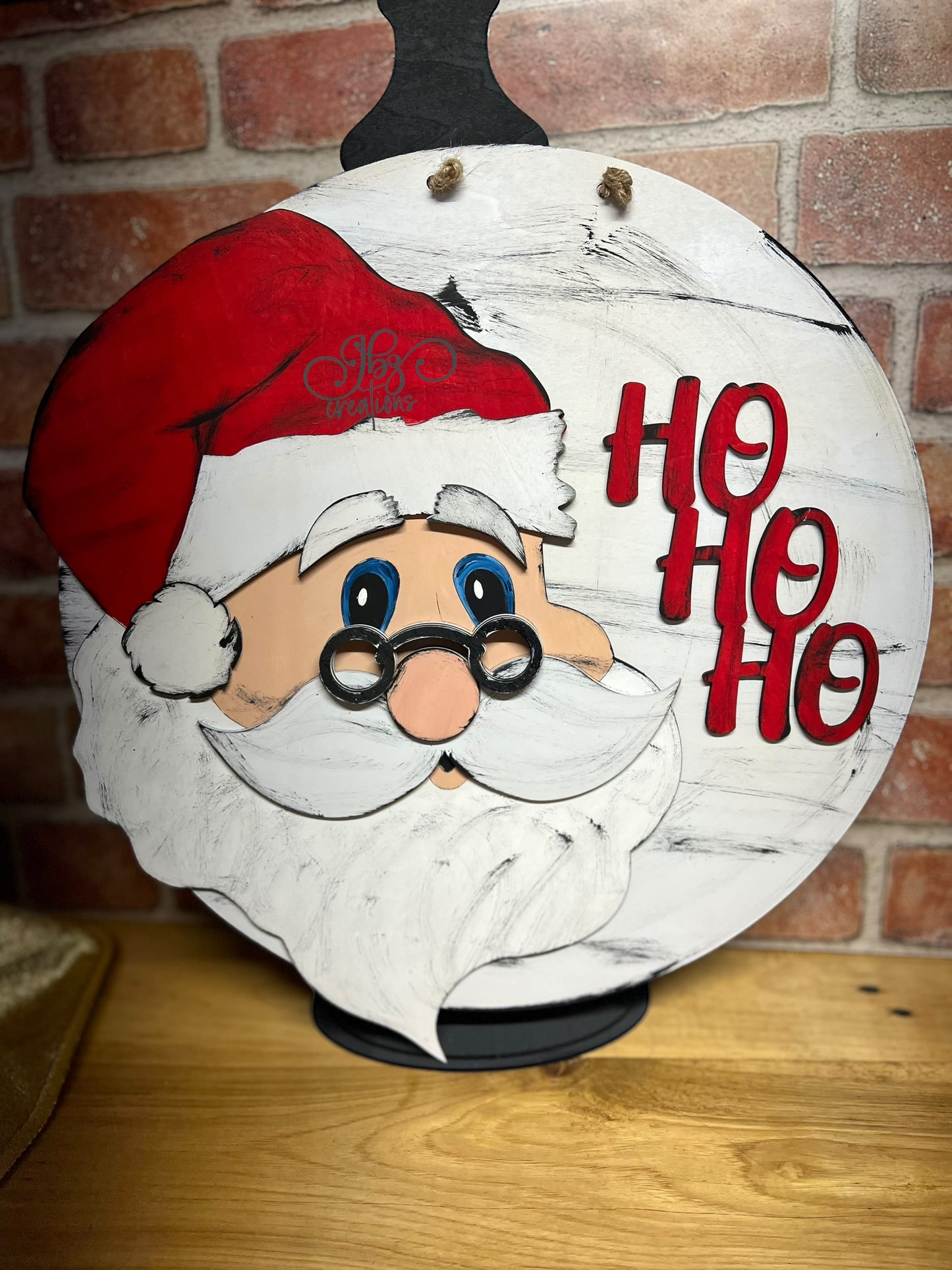 Santa Christmas Round Door Hanger Welcome Sign Santa HO HO HO welcome sign. Christmas door hanger