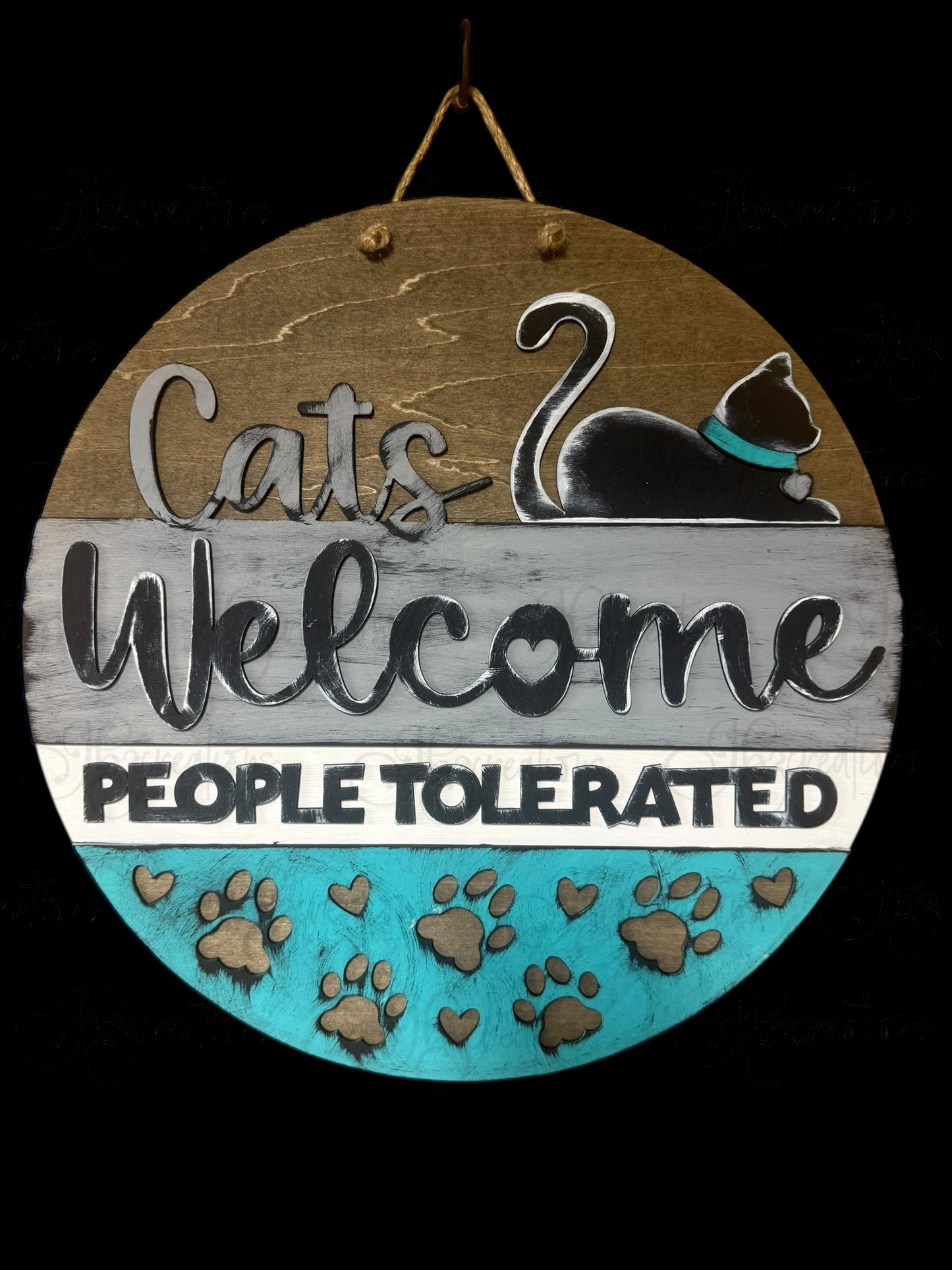 Cats Welcome People Tolerated Round Welcome Door Sign