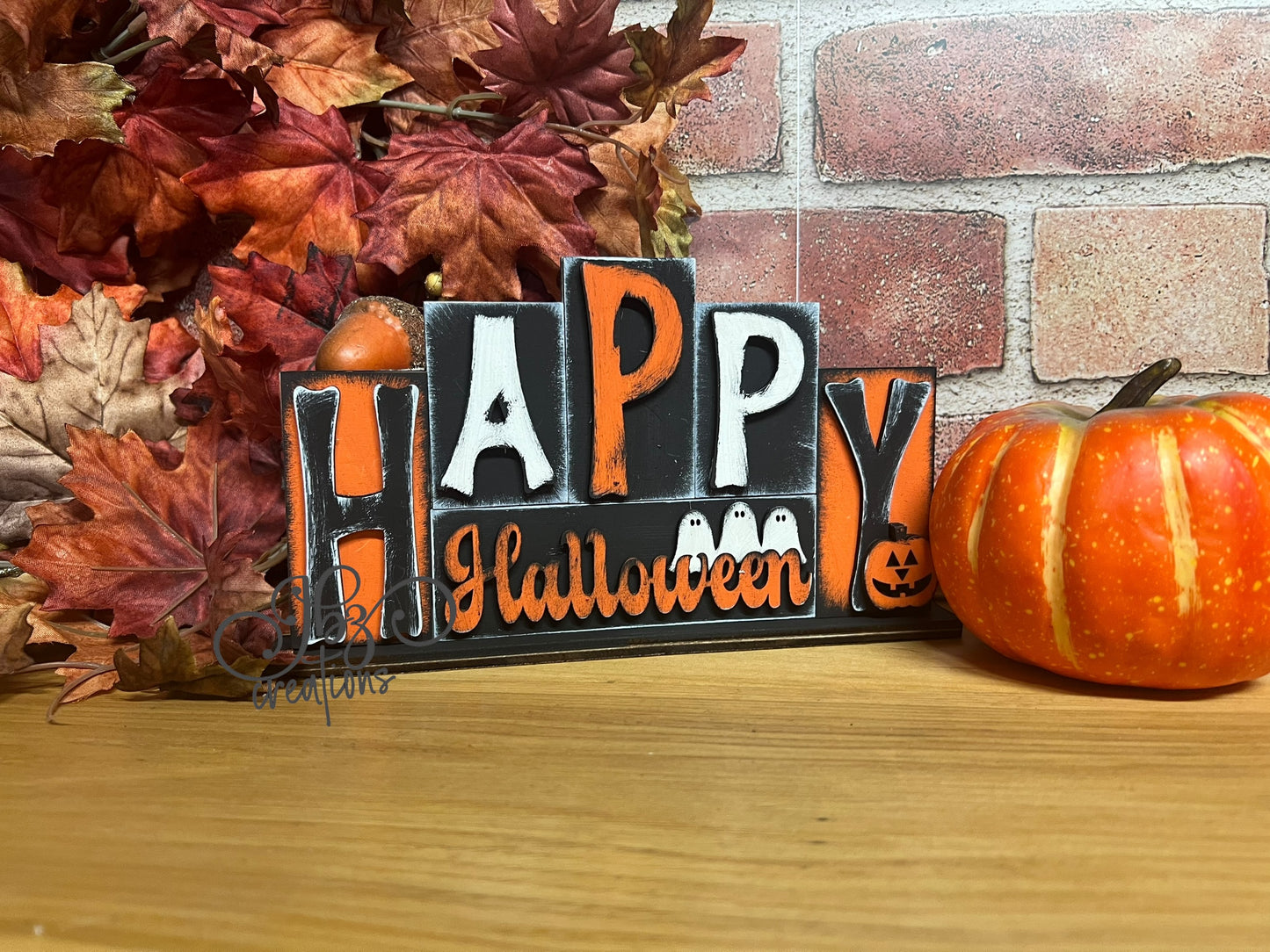 Happy Halloween Decor Halloween Shelf Sitter Halloween Pumpkin Sign for Mantle Pumpkin Decor