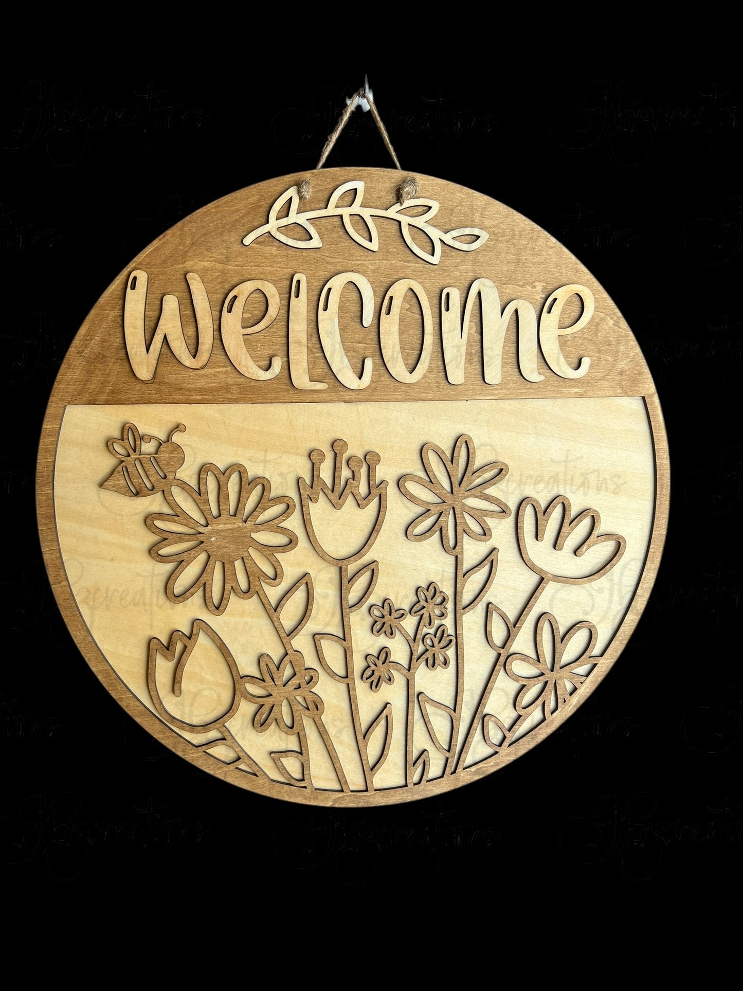 Welcome Spring Flowers Door Hanger Spring Door Hanger Spring Flowers Welcome Round Sign