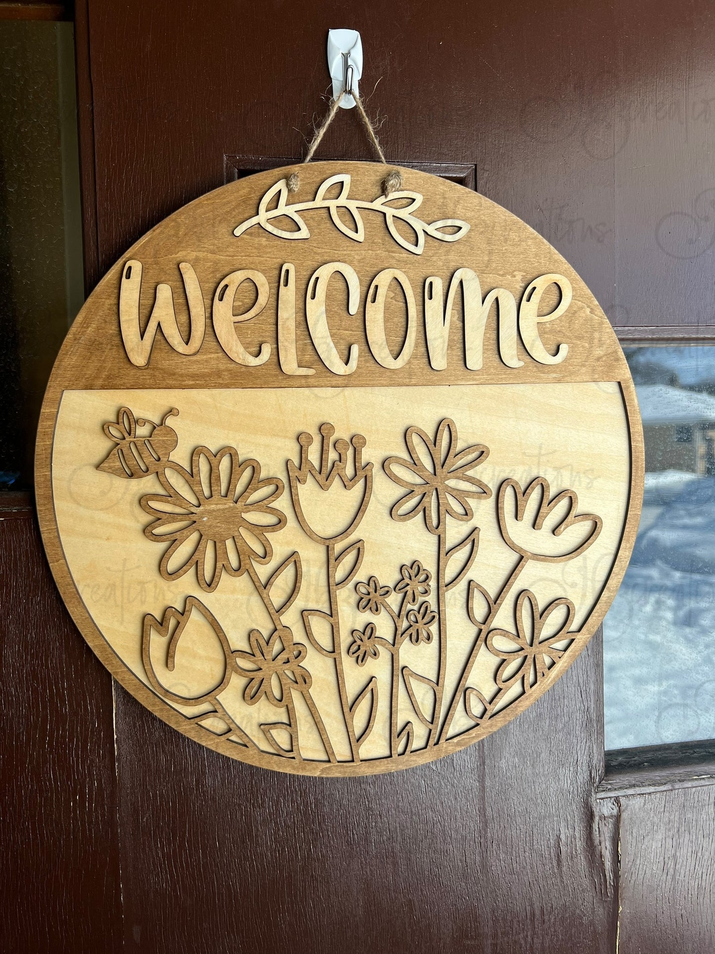 Welcome Spring Flowers Door Hanger Spring Door Hanger Spring Flowers Welcome Round Sign
