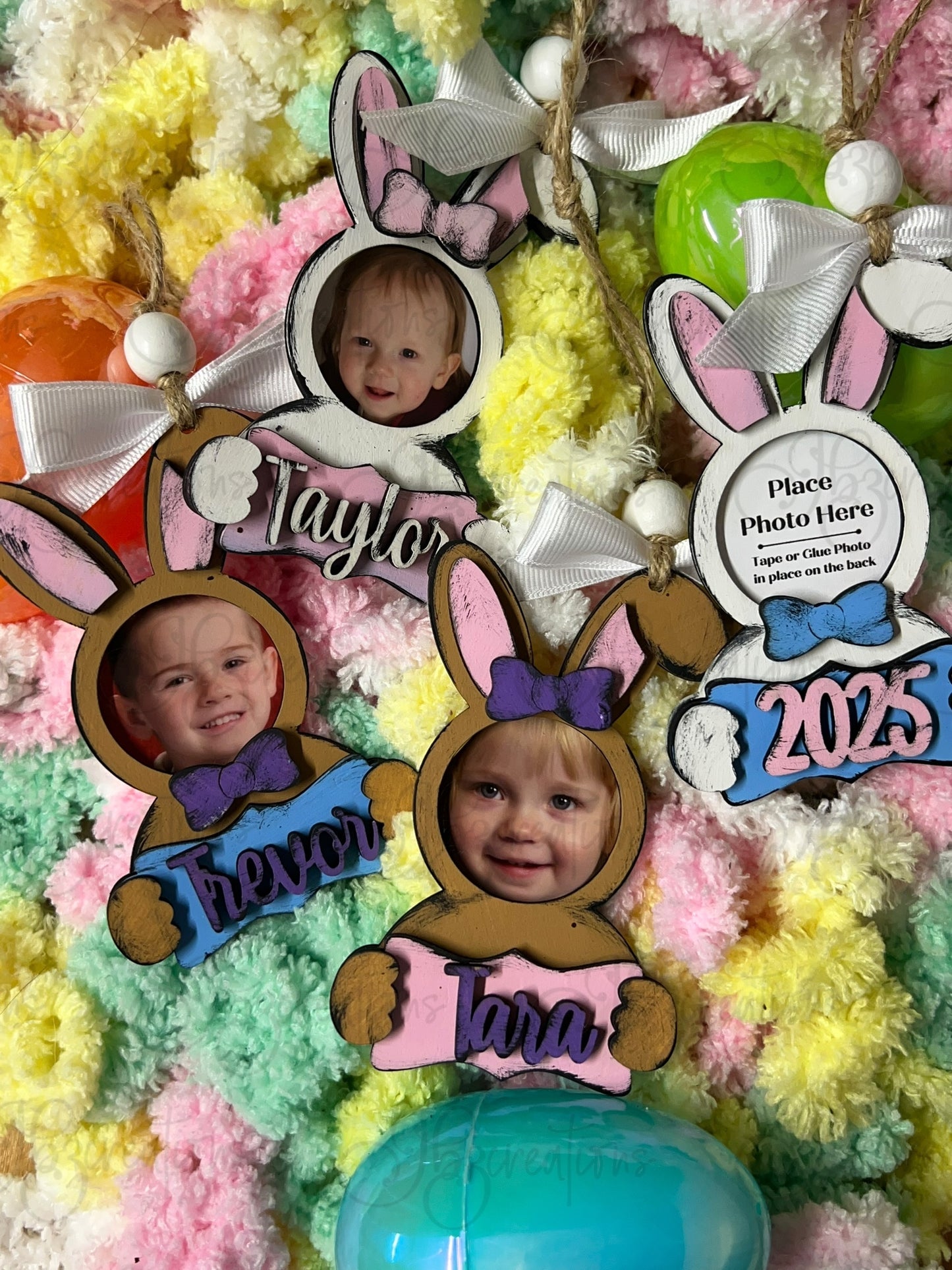 Easter Bunny Basket Photo Frame Tags Personalized Easter Decor Easter Ornament DIY