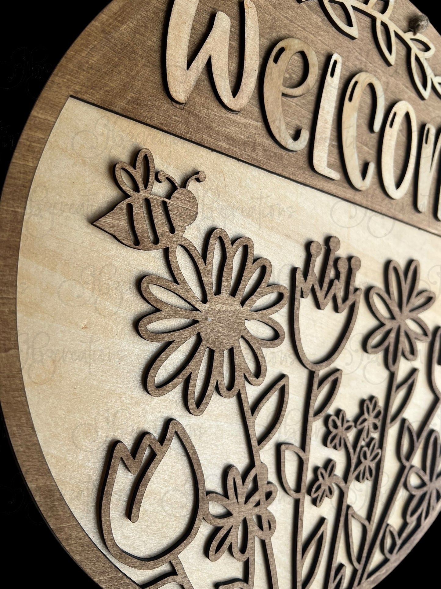 Welcome Spring Flowers Door Hanger Spring Door Hanger Spring Flowers Welcome Round Sign