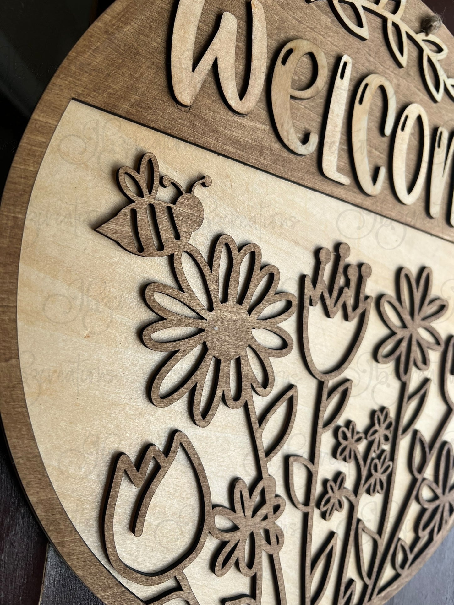 Welcome Spring Flowers Door Hanger Spring Door Hanger Spring Flowers Welcome Round Sign