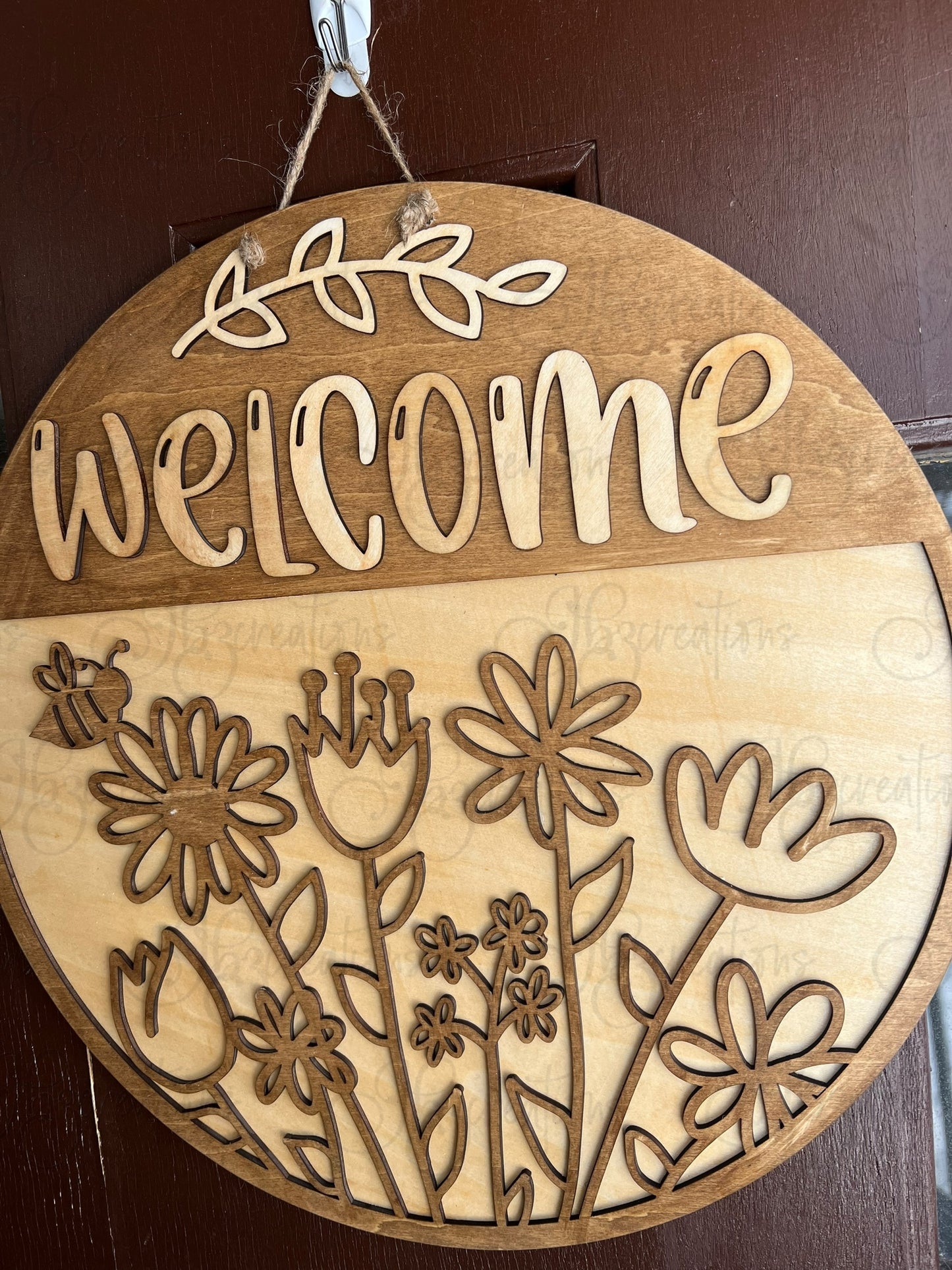 Welcome Spring Flowers Door Hanger Spring Door Hanger Spring Flowers Welcome Round Sign