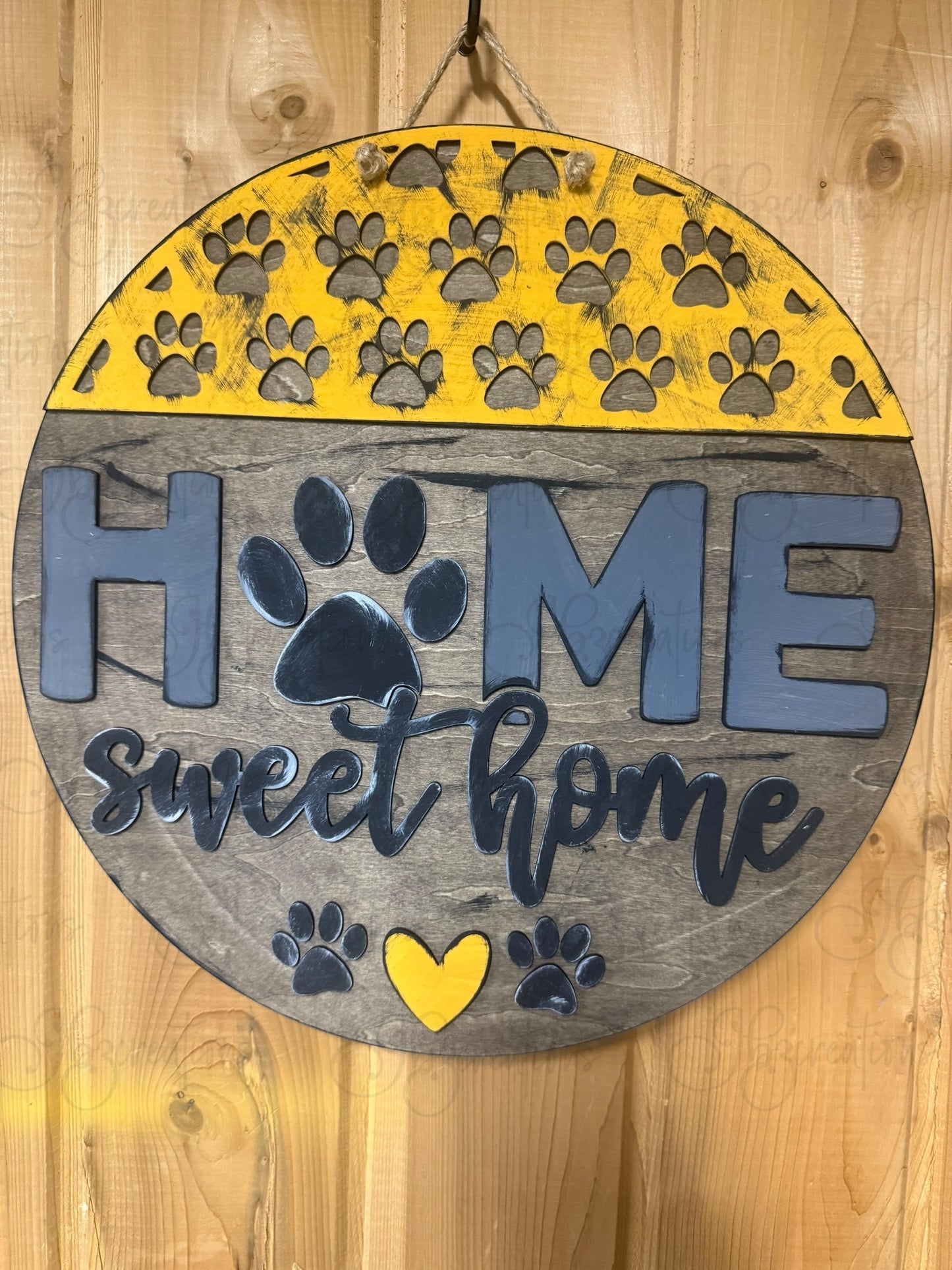 Paw Home Sweet Home Pet Lovers Round Welcome Door Sign