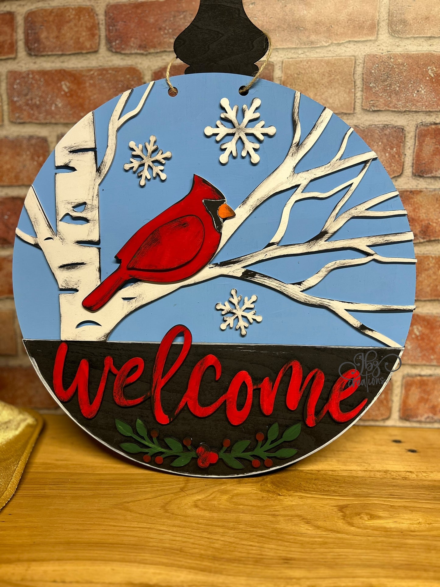 Winter Round Door Hanger Welcome Winter Round Door Sign Christmas Round Door Hanger Welcome Sign welcome sign Cardinal Christmas door hanger