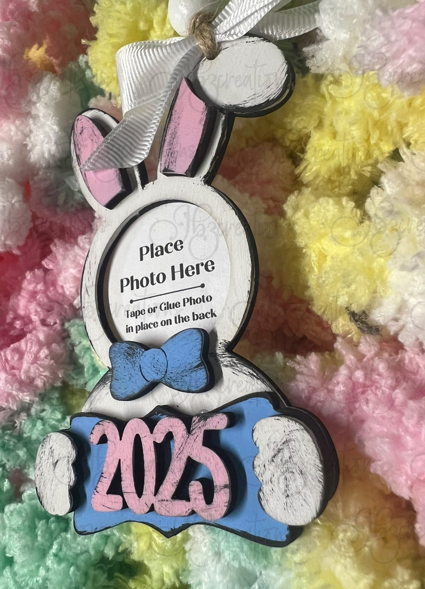 Easter Bunny Basket Photo Frame Tags Personalized Easter Decor Easter Ornament DIY