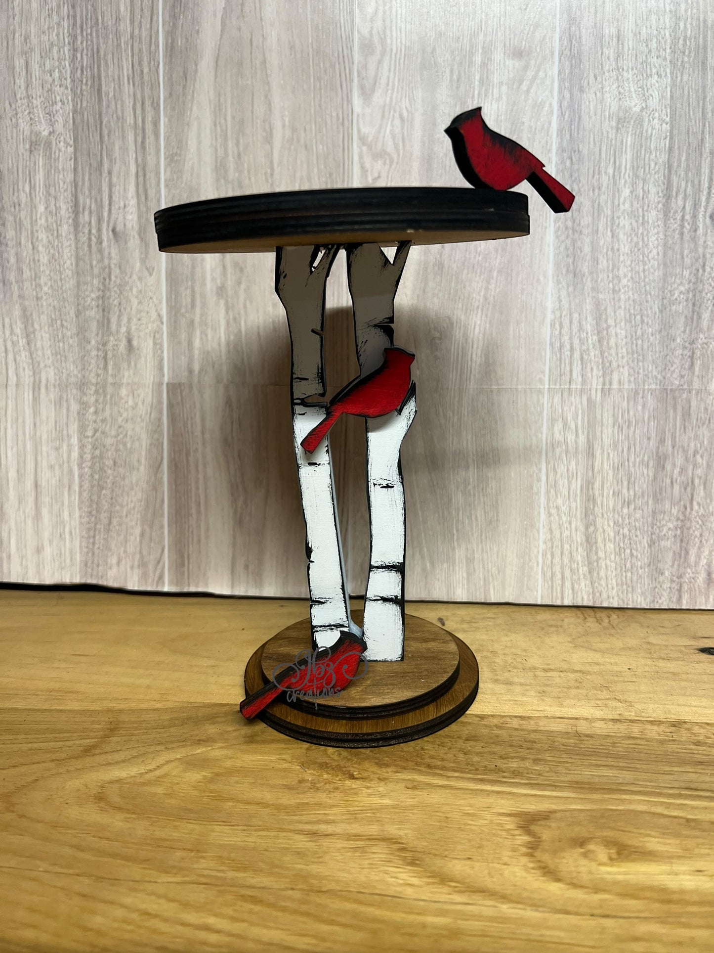 Cardinal and Birch Tree Candle Holder Cardinal Theme Home Decor Birch Tree Home Decor Candle Holder