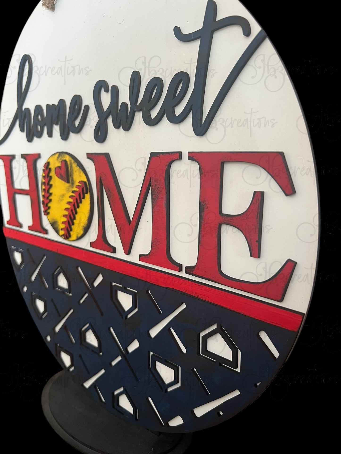 Home Sweet Home Baseball Welcome Door Hanger Home Sweet Home Softball Door Hanger Round Sign Baseball Round Door Sign Softball Round Sign