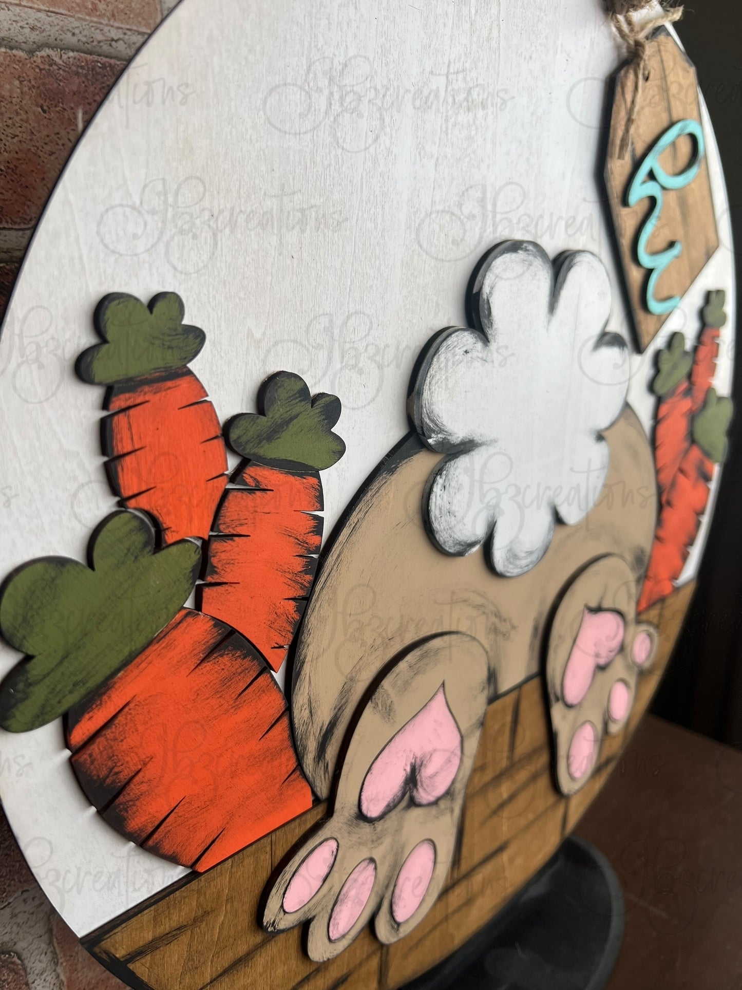 Bunny Welcome Door Hanger Easter Door Hanger Round Sign Hello Spring Door Hanger Easter Bunny Butt Welcome Door Sign Bunny n Carrot Welcome