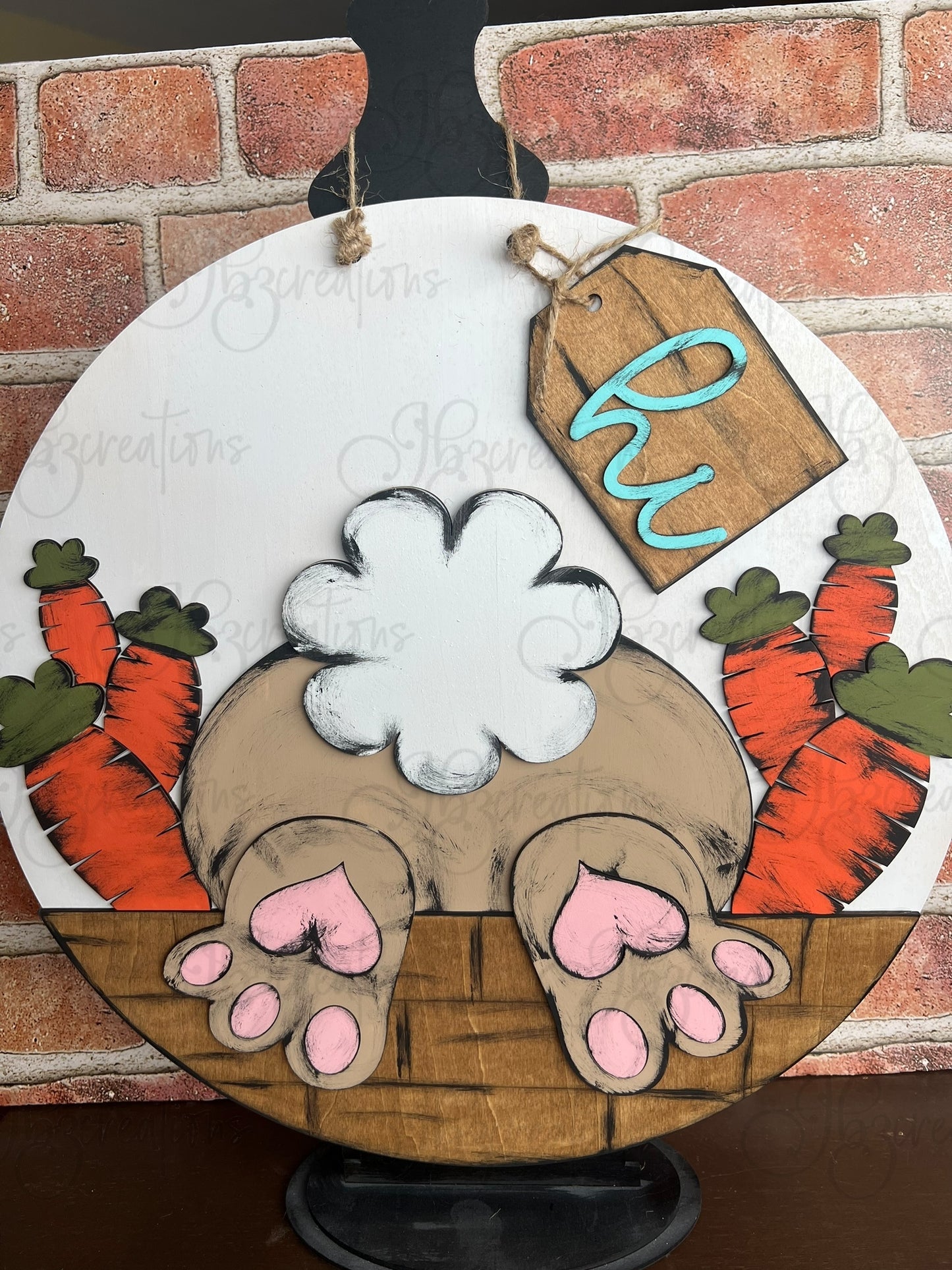 Bunny Welcome Door Hanger Easter Door Hanger Round Sign Hello Spring Door Hanger Easter Bunny Butt Welcome Door Sign Bunny n Carrot Welcome