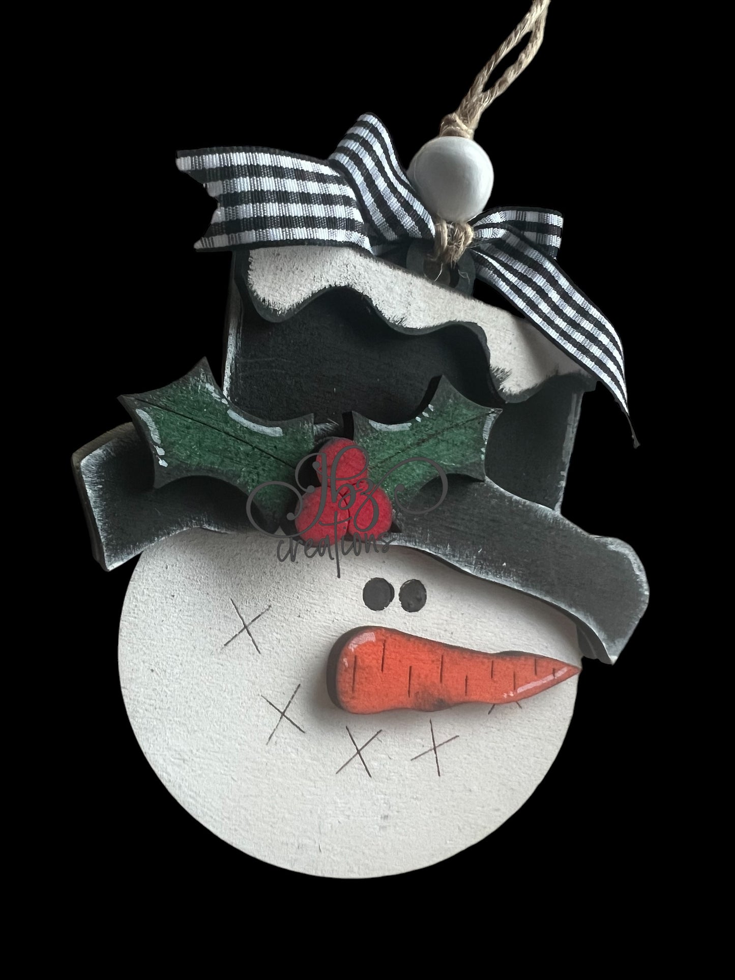 Snowman with Holly Accent Christmas Tree Ornament