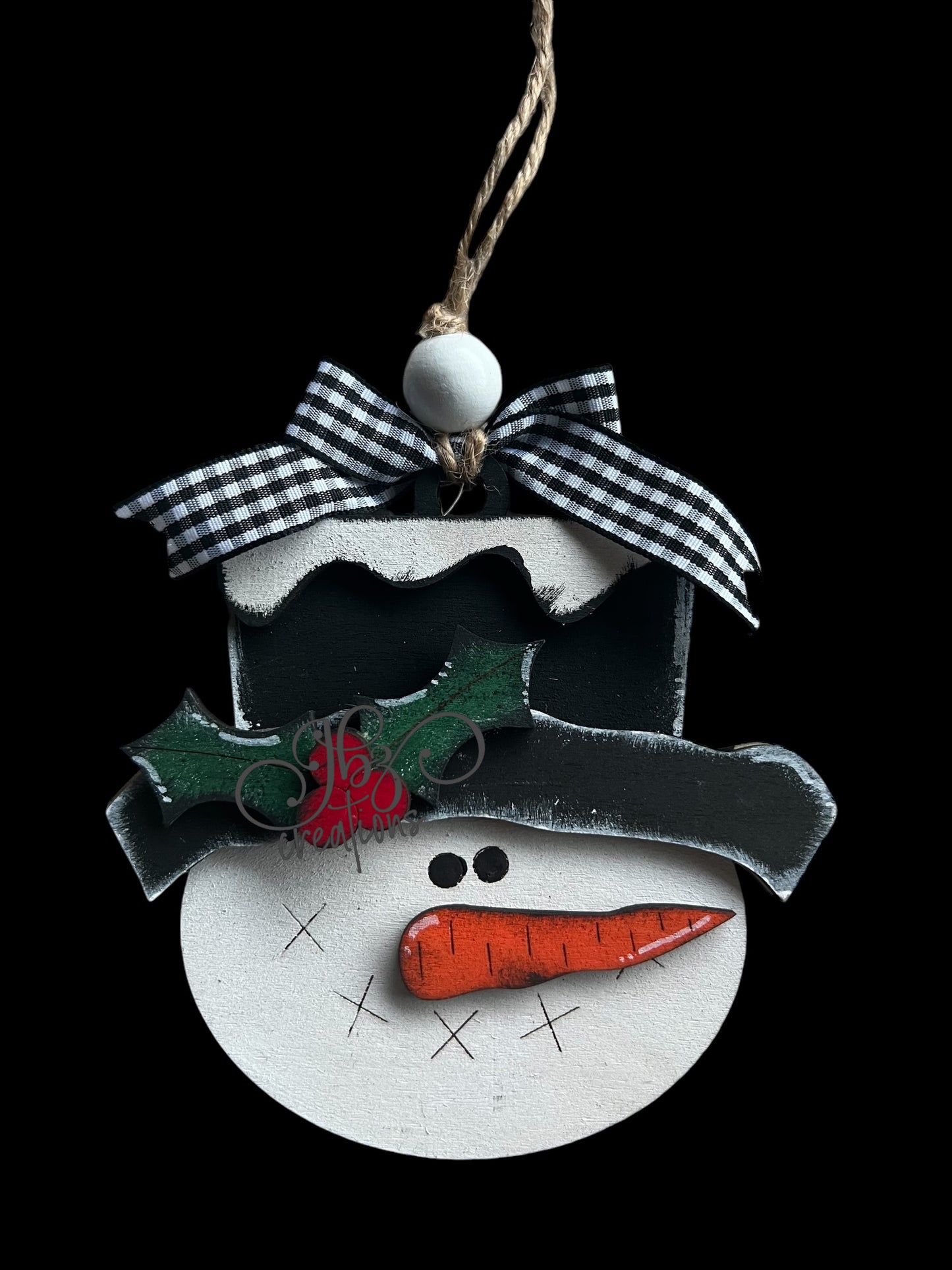 Snowman with Holly Accent Christmas Tree Ornament