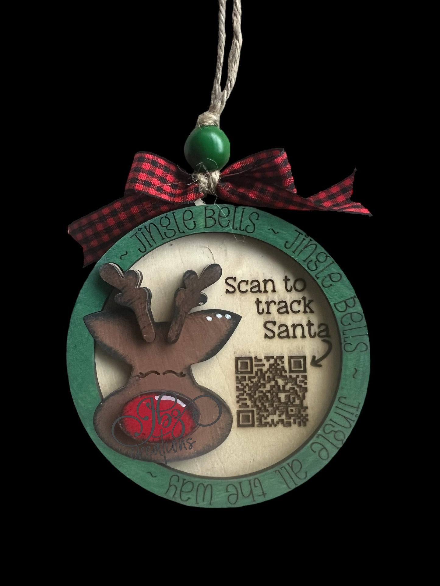 Scan to Track Santa with Rudolph Christmas Tree Ornament