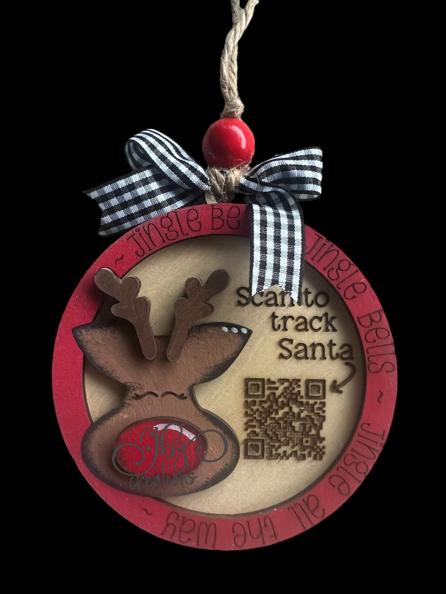 Scan to Track Santa with Rudolph Christmas Tree Ornament