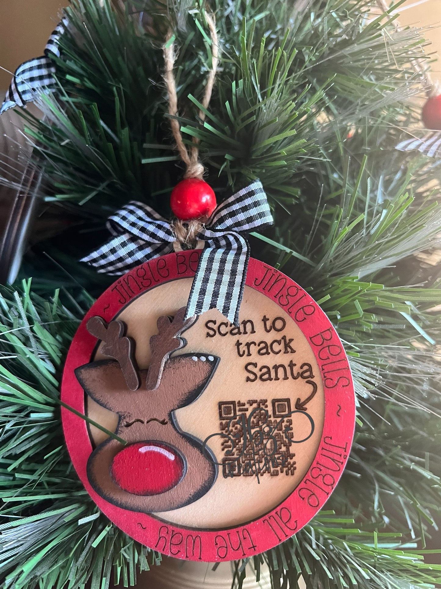 Scan to Track Santa with Rudolph Christmas Tree Ornament